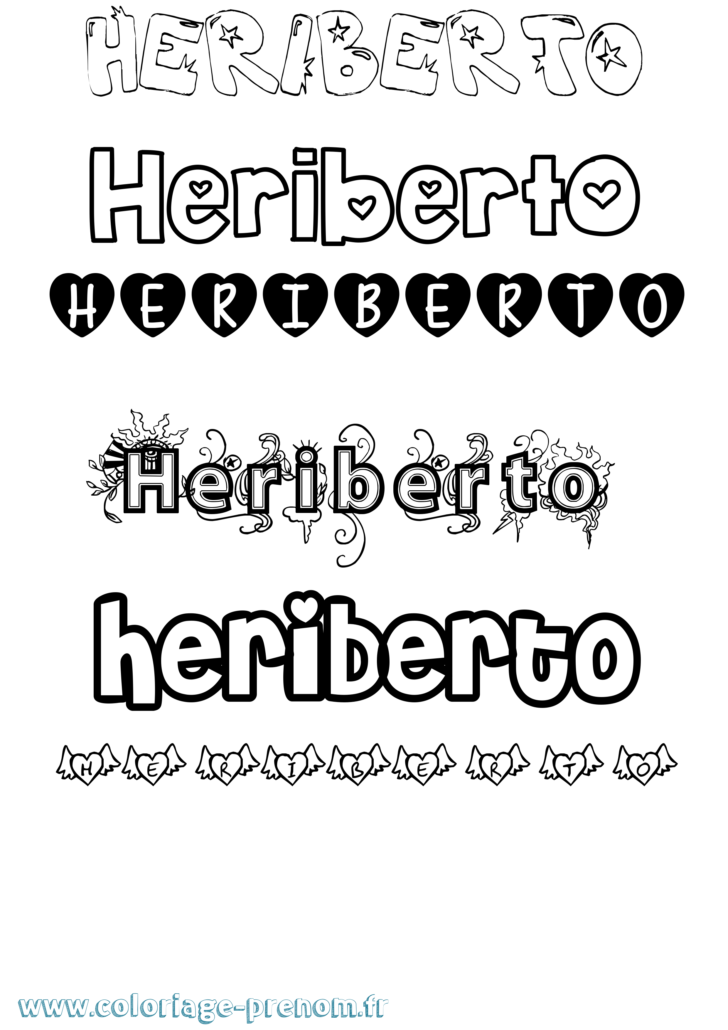 Coloriage Heriberto Girly Coloriage prénom Heriberto Girly