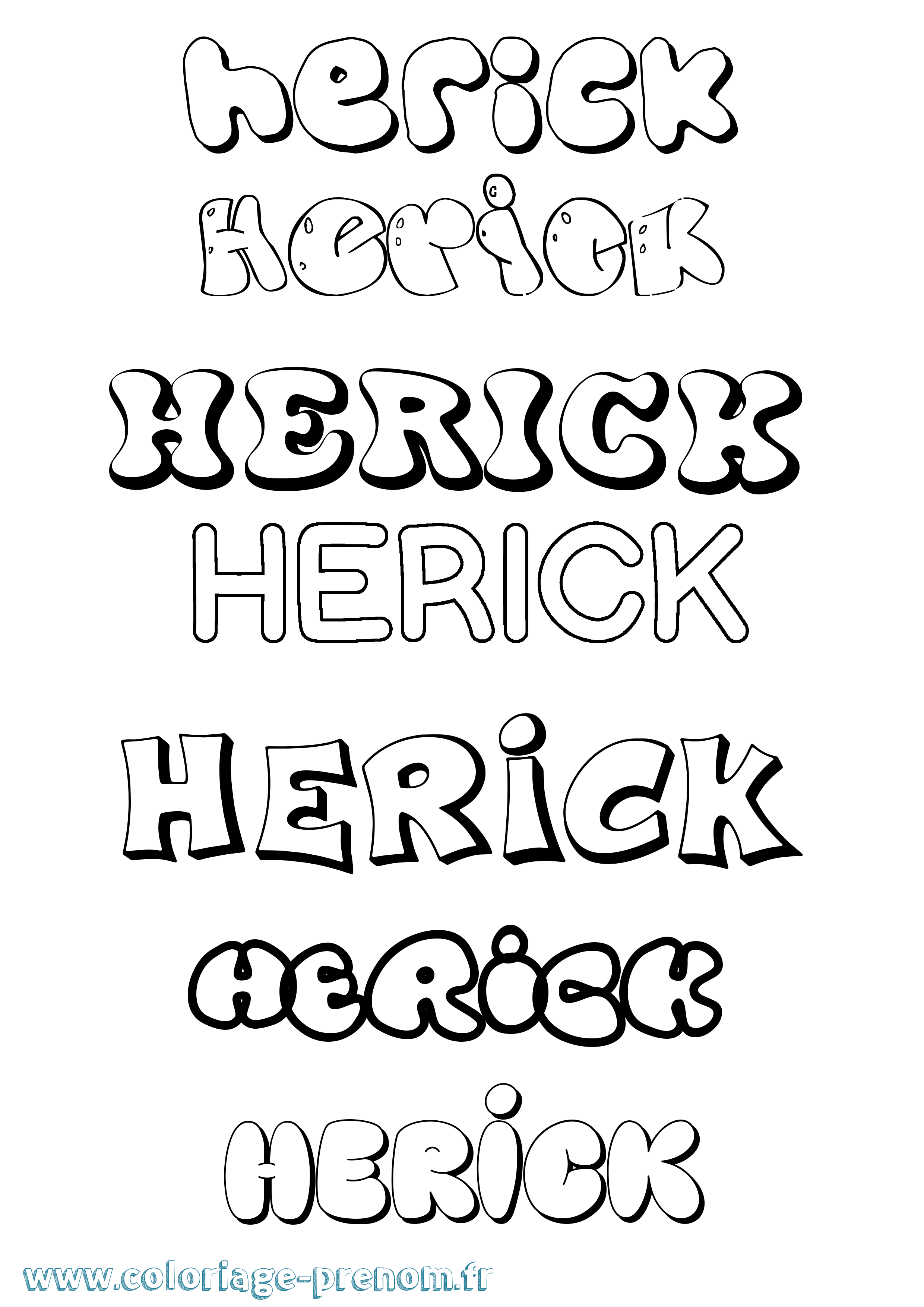 Coloriage Herick Bubble Coloriage prénom Herick Bubble