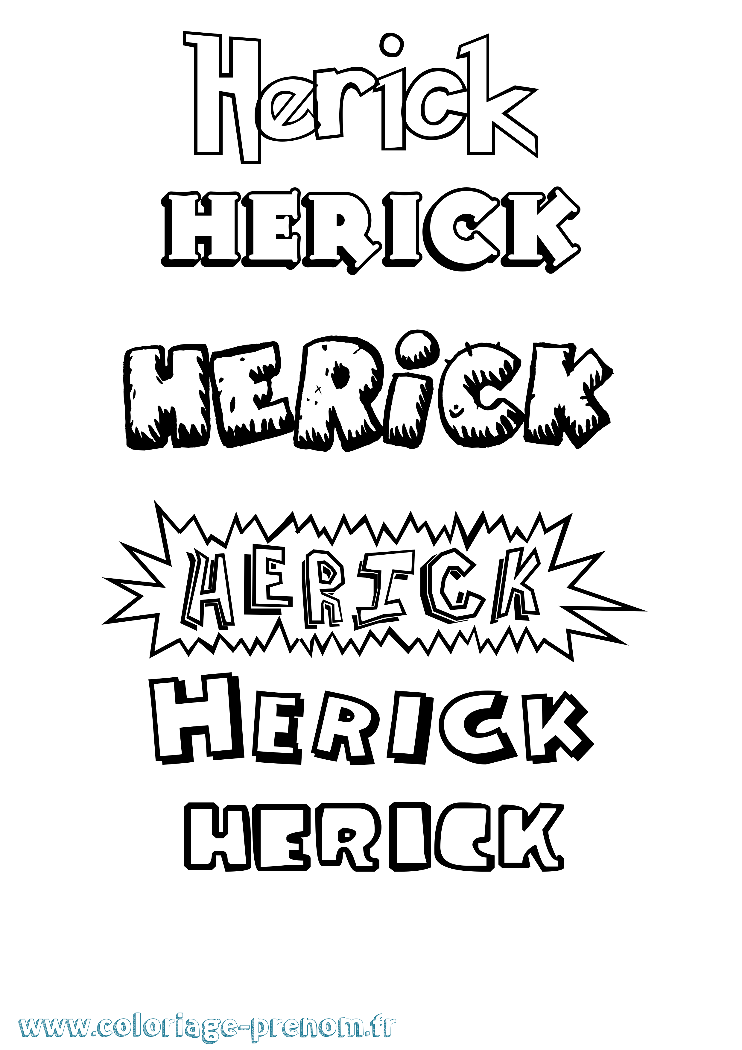 Coloriage Herick Dessin Animé Coloriage prénom Herick Dessin Animé
