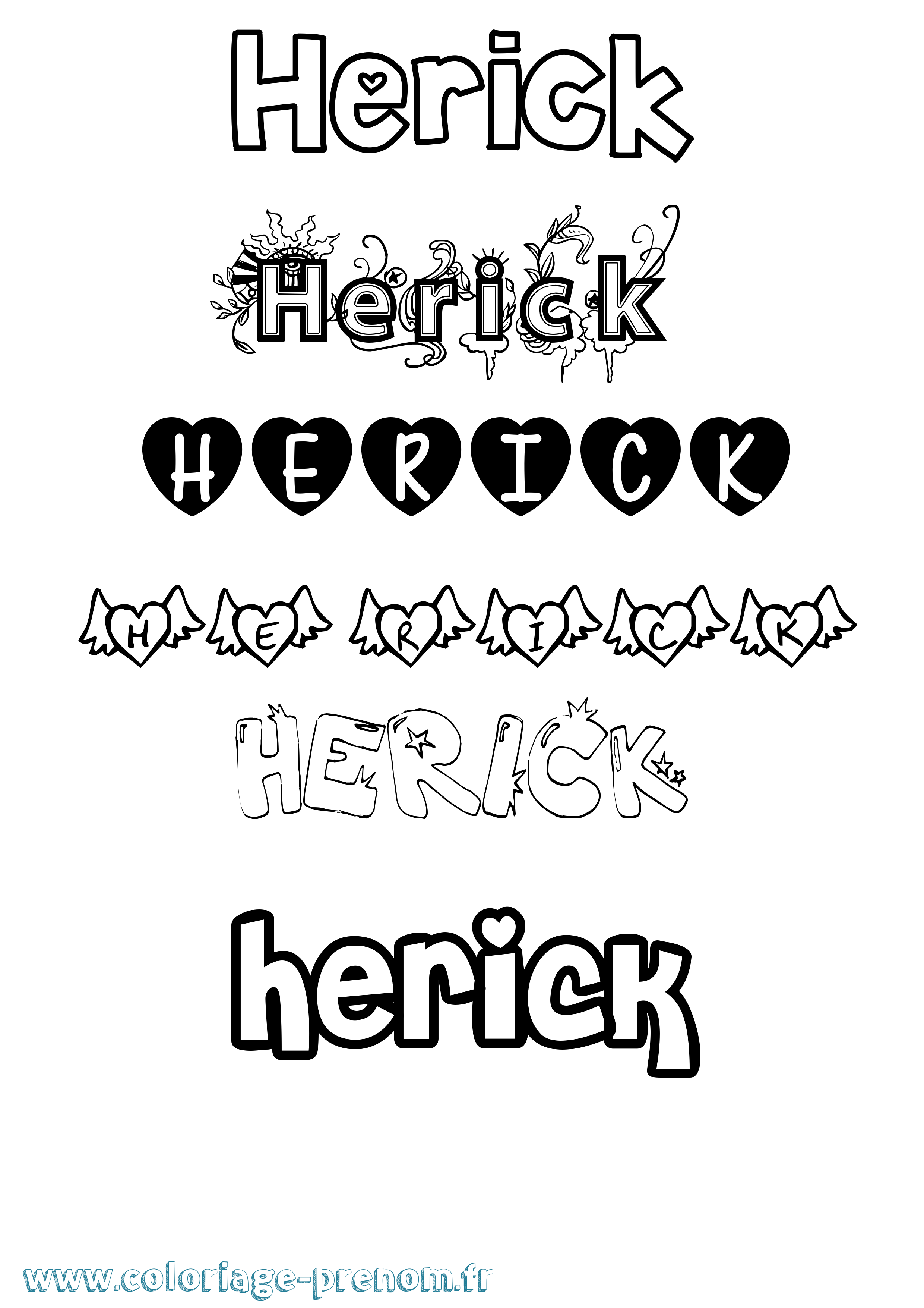 Coloriage Herick Girly Coloriage prénom Herick Girly