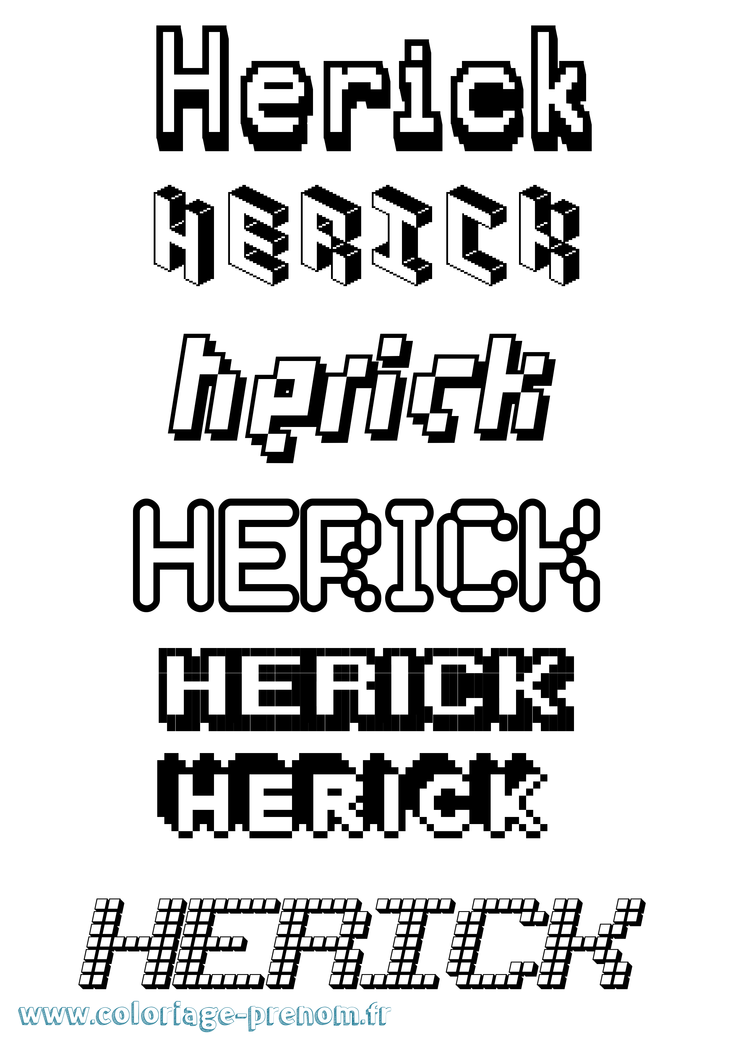 Coloriage Herick Pixel Coloriage prénom Herick Pixel
