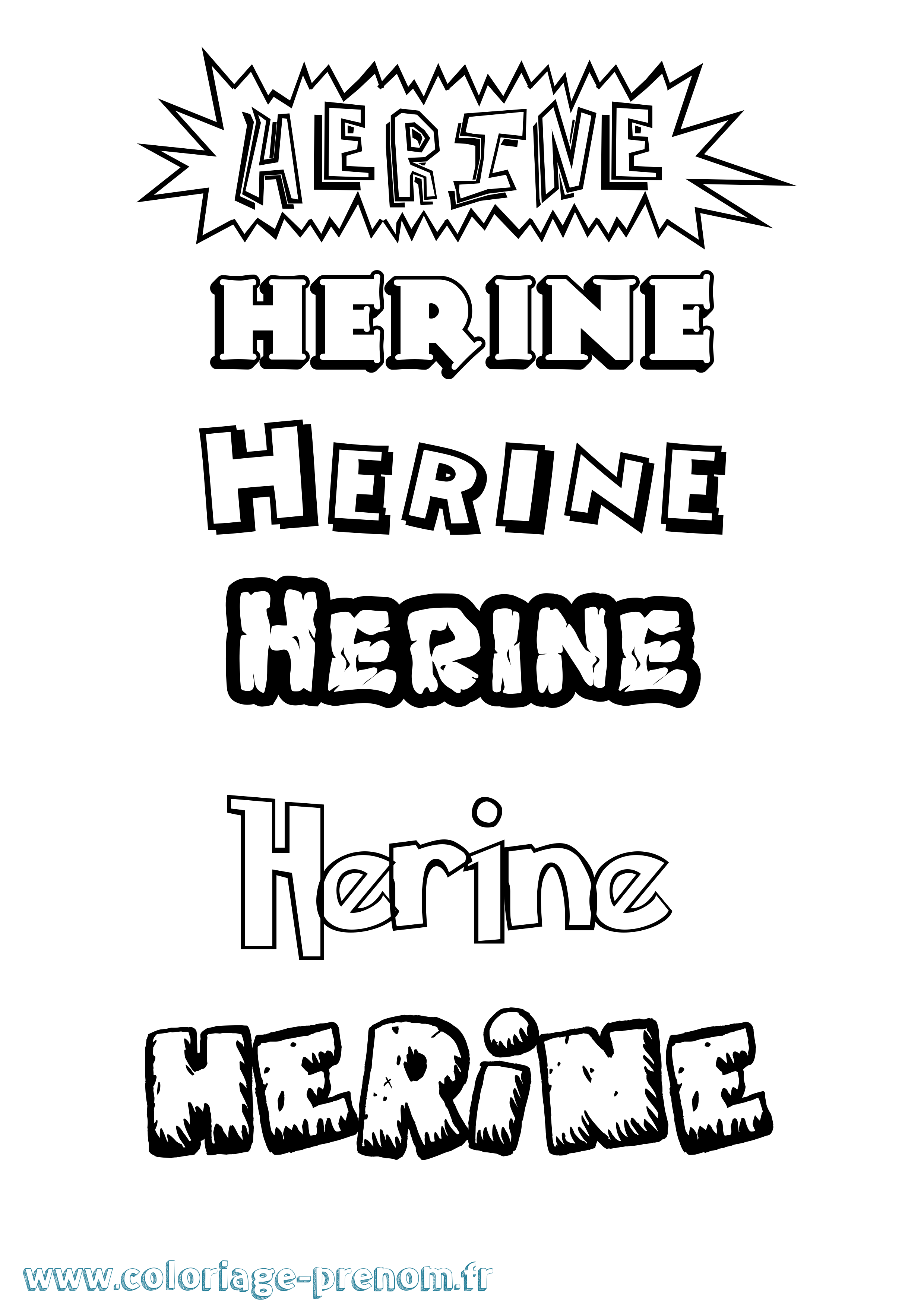 Coloriage Herine Dessin Animé Coloriage prénom Herine Dessin Animé
