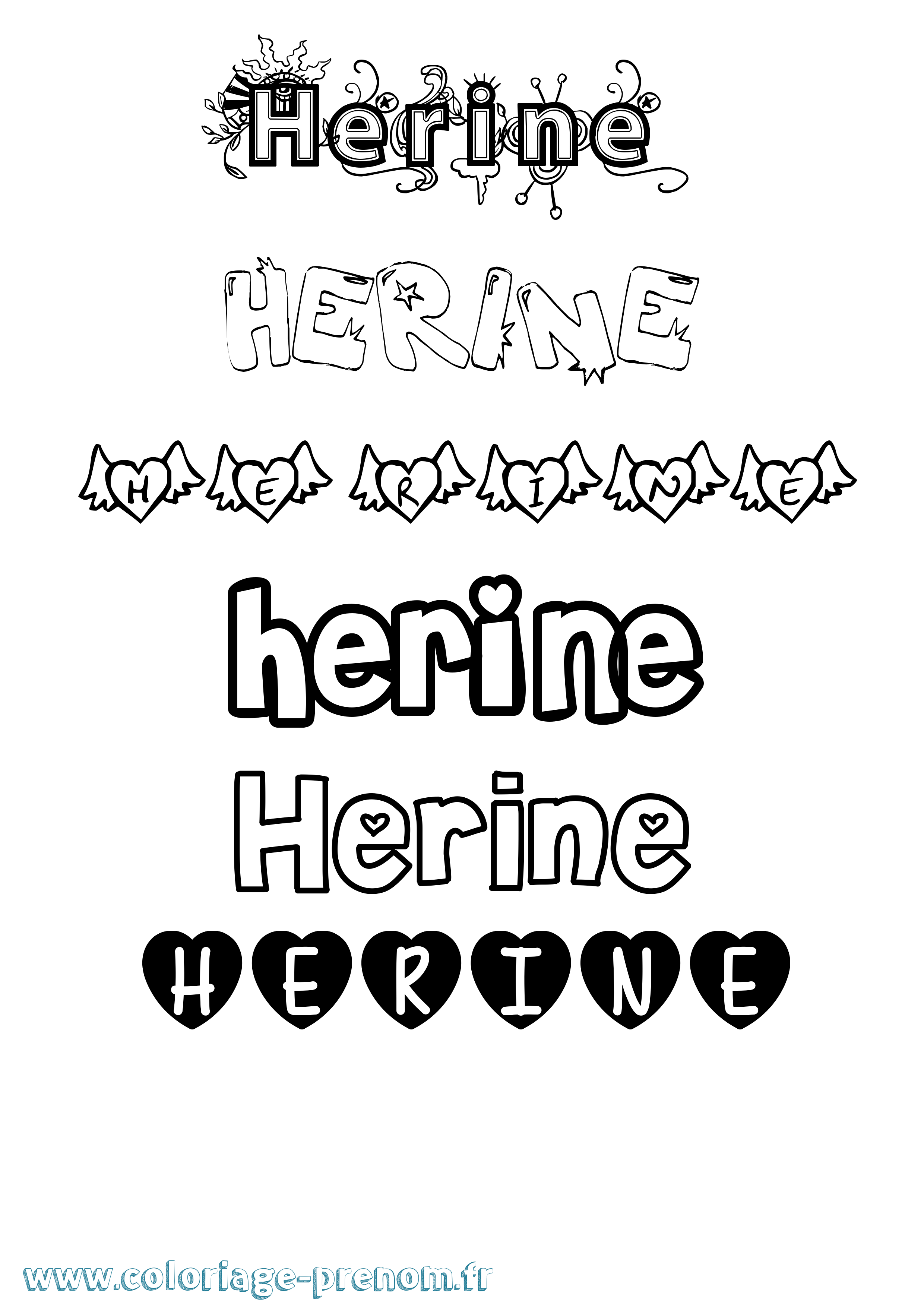 Coloriage Herine Girly Coloriage prénom Herine Girly