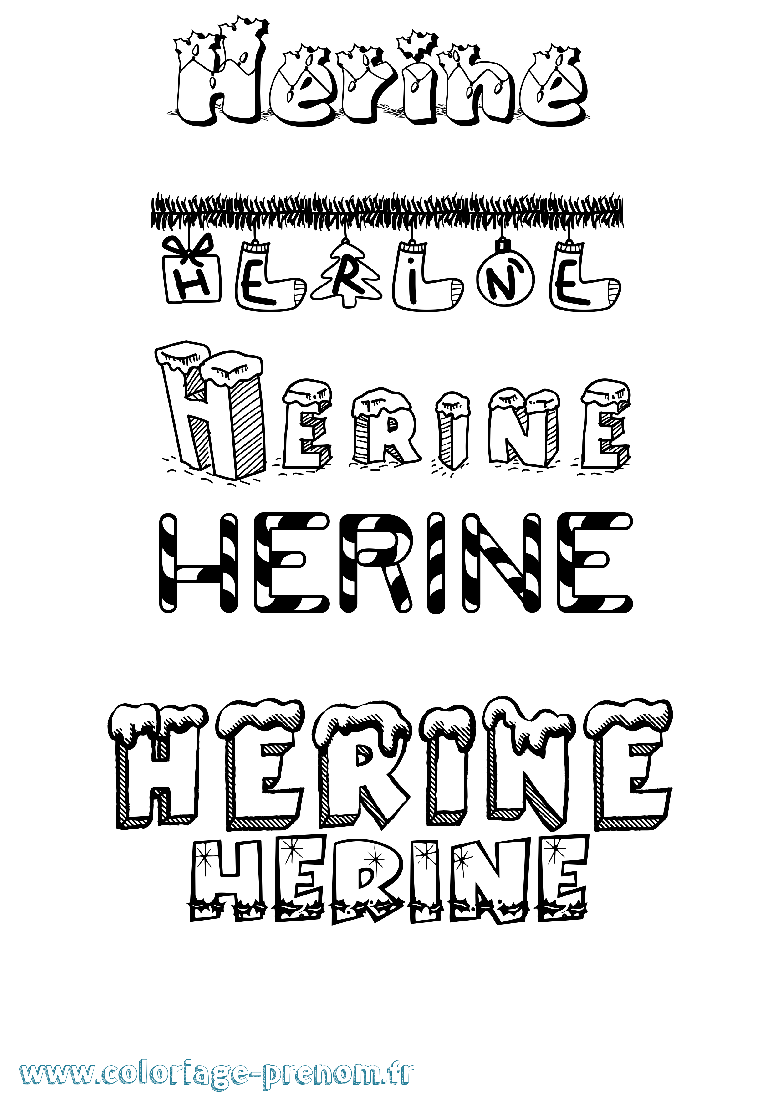 Coloriage Herine Noël Coloriage prénom Herine Noël