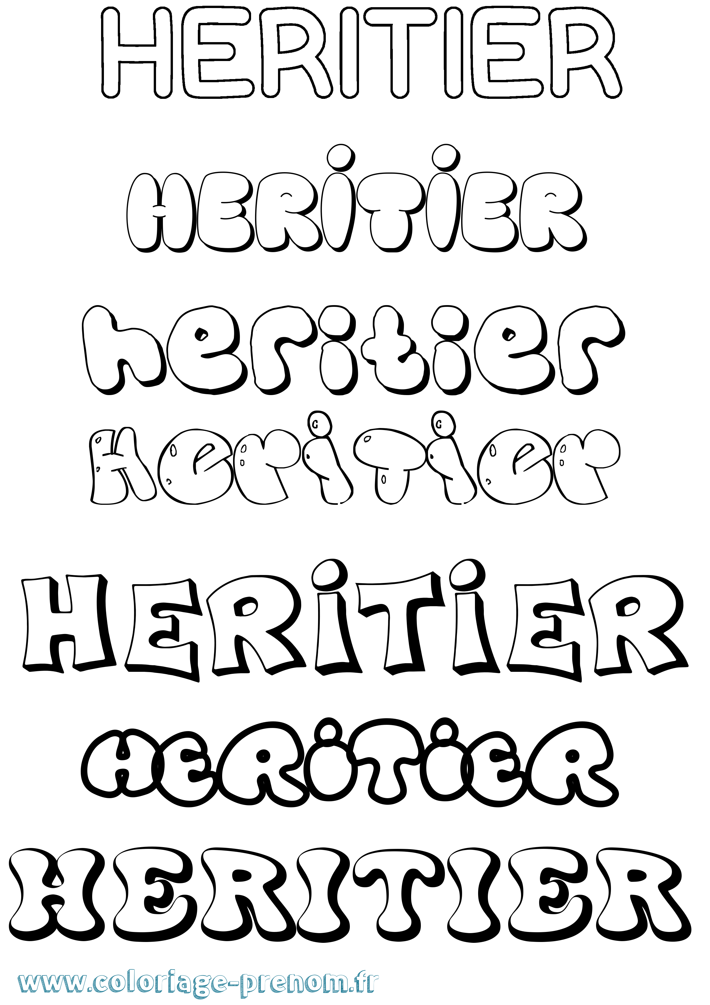 Coloriage Heritier Bubble Coloriage prénom Heritier Bubble