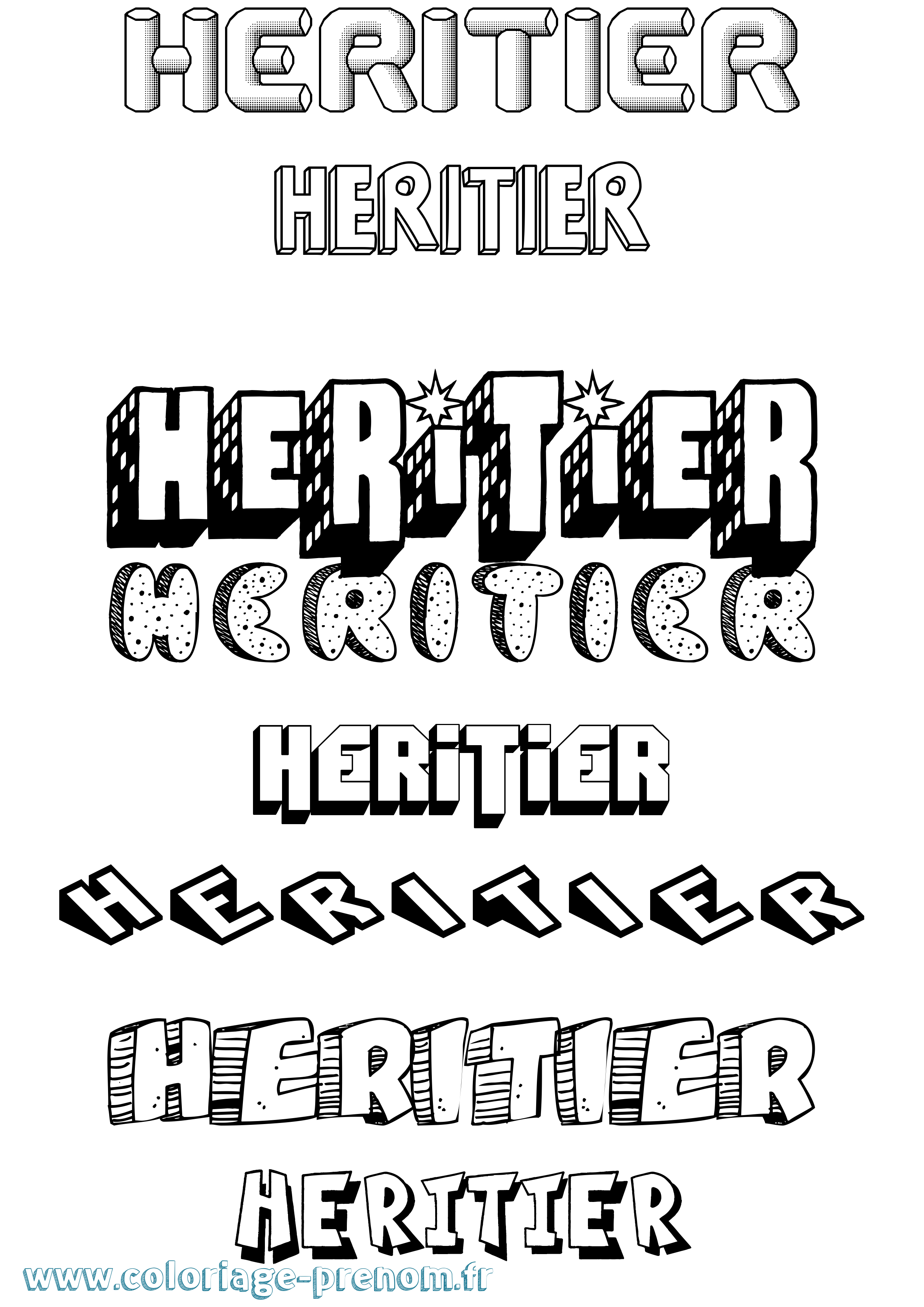 Coloriage Heritier Effet 3D Coloriage prénom Heritier Effet 3D