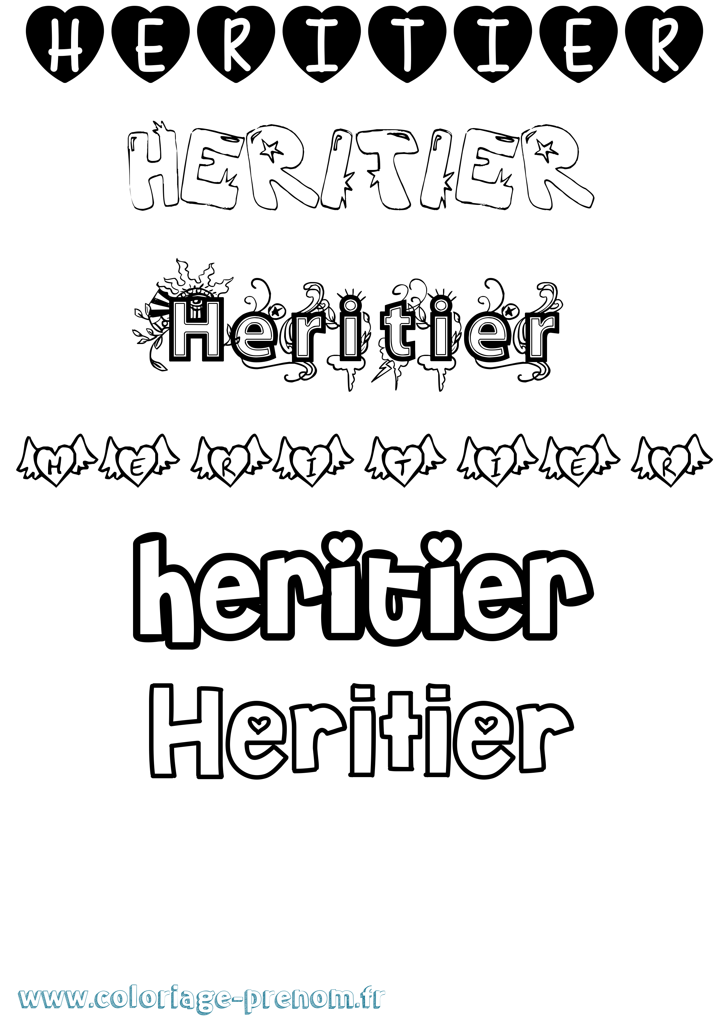 Coloriage Heritier Girly Coloriage prénom Heritier Girly