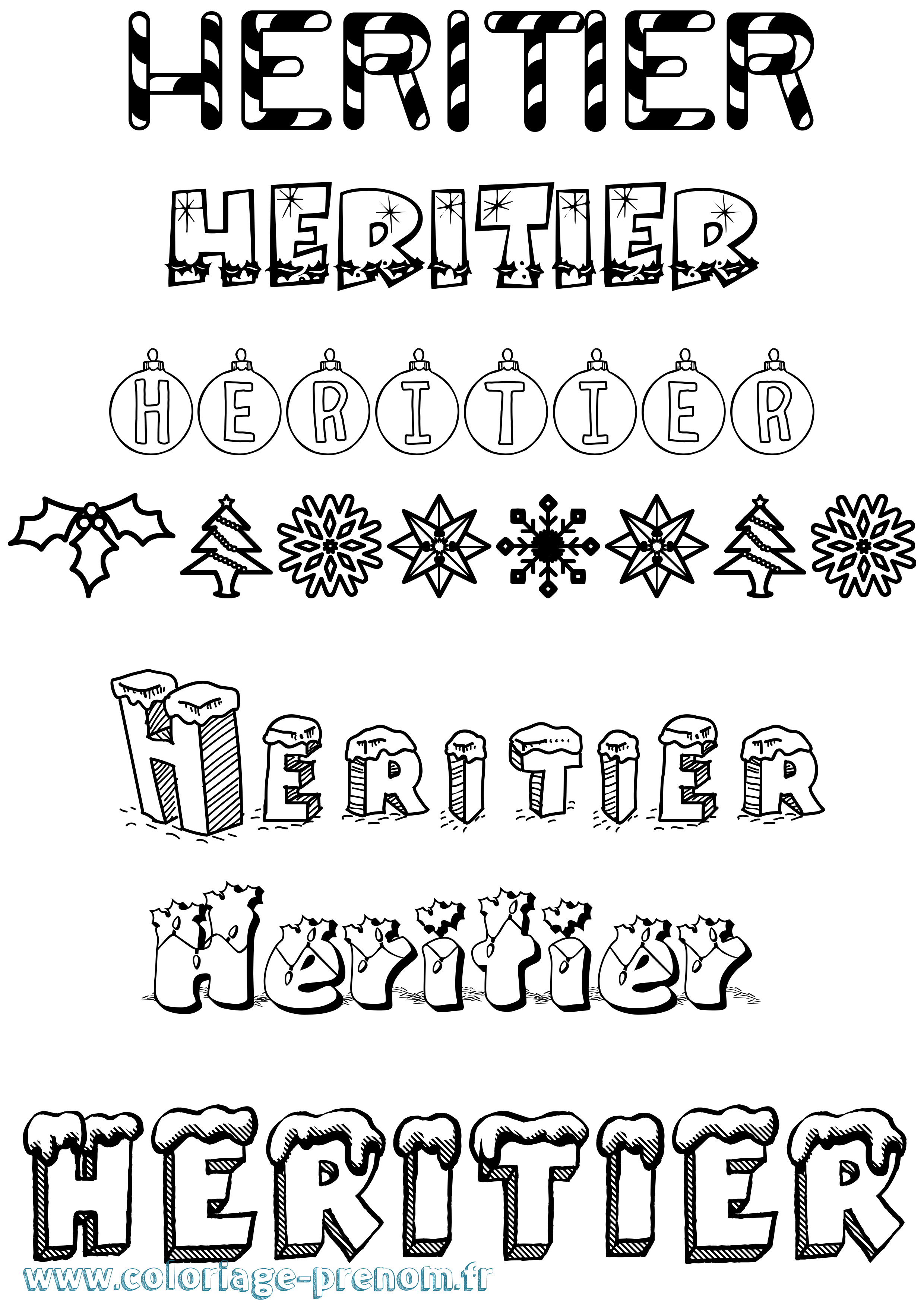 Coloriage Heritier Noël Coloriage prénom Heritier Noël