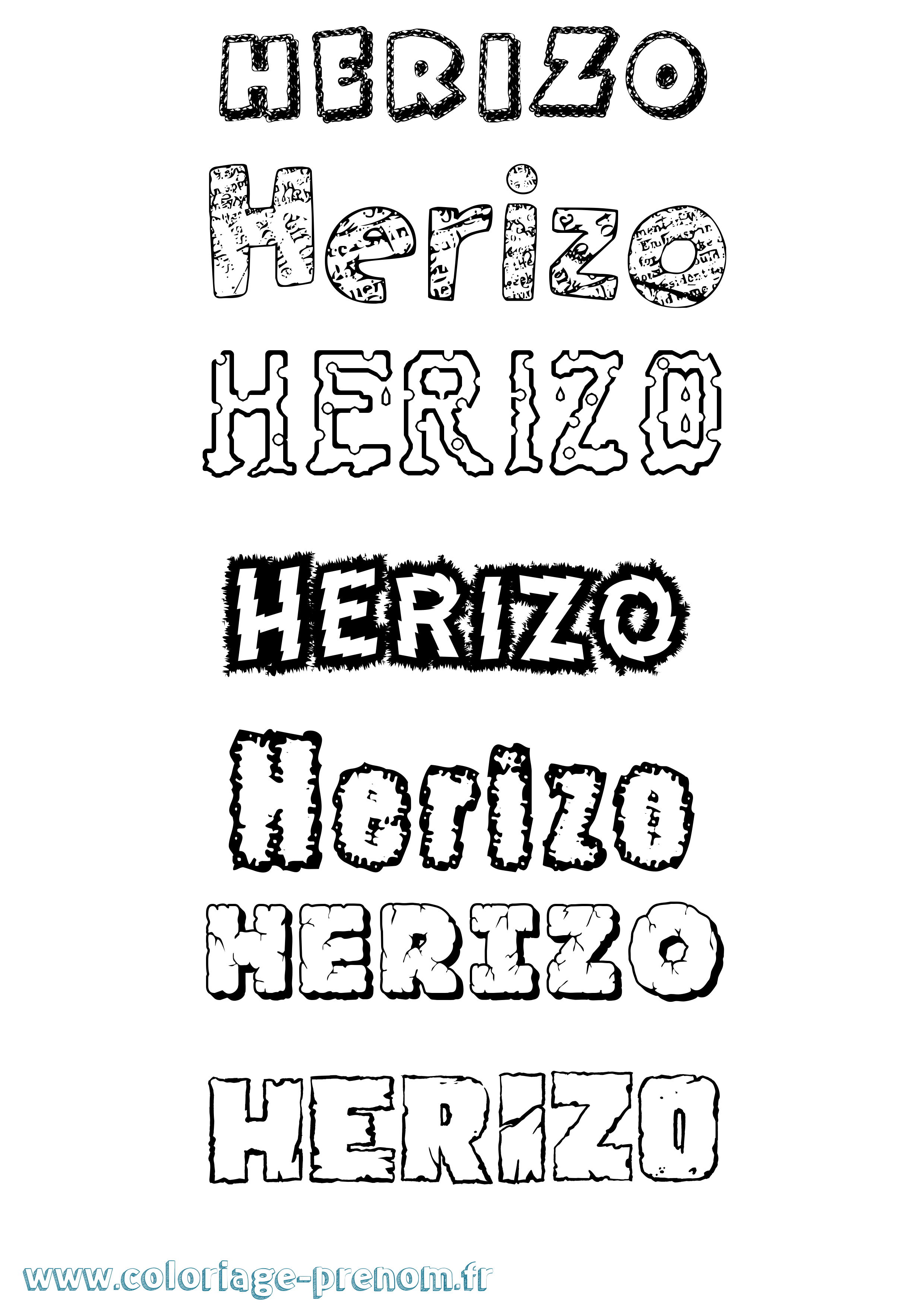 Coloriage Herizo Destructuré Coloriage prénom Herizo Destructuré