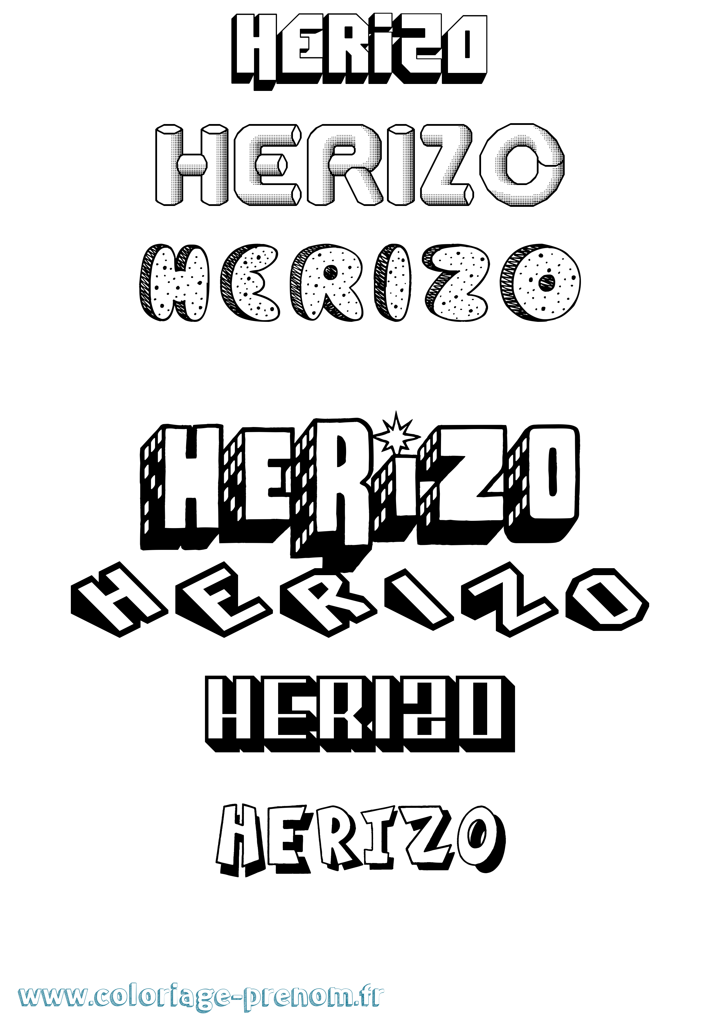 Coloriage Herizo Effet 3D Coloriage prénom Herizo Effet 3D