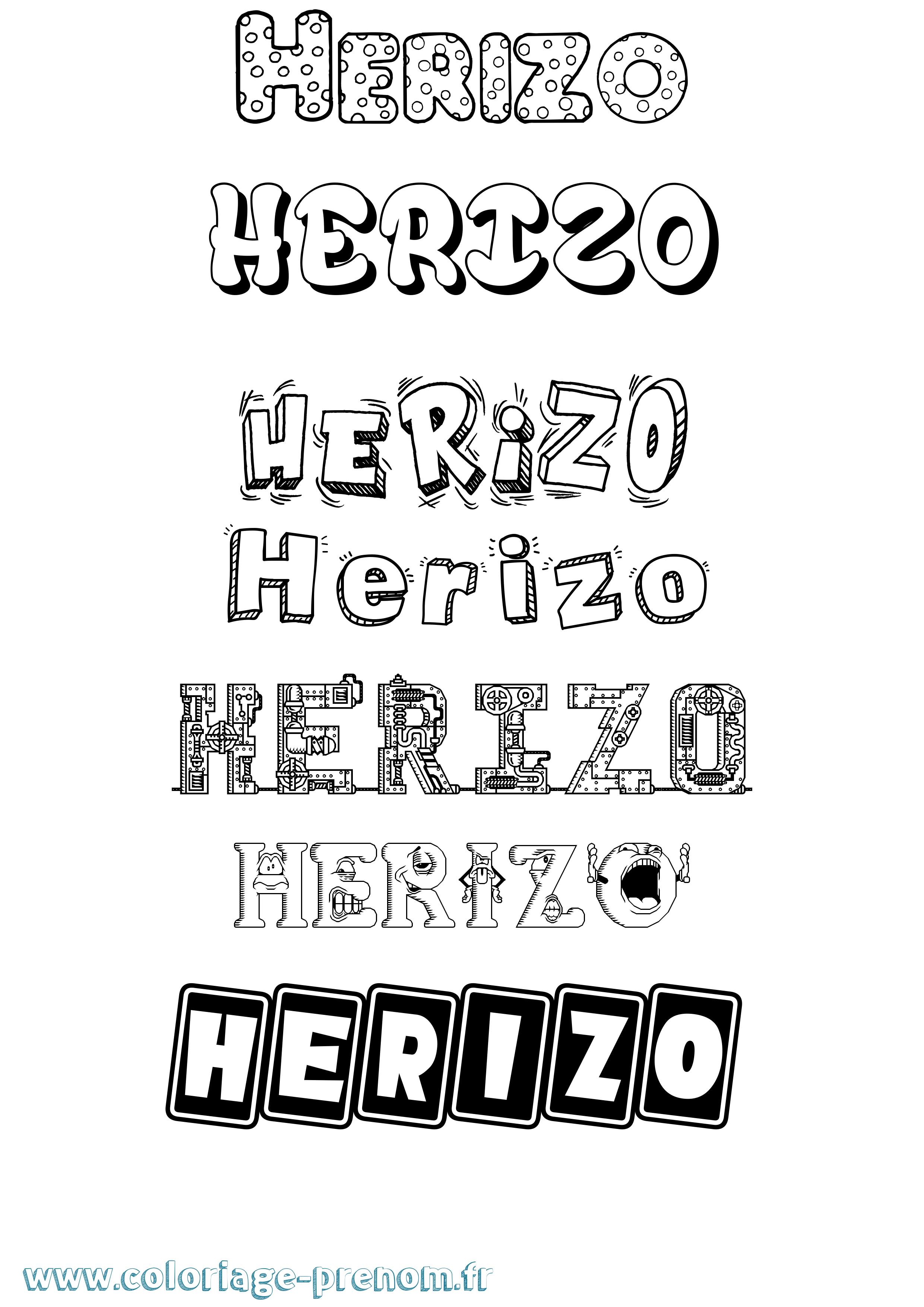 Coloriage Herizo Fun Coloriage prénom Herizo Fun