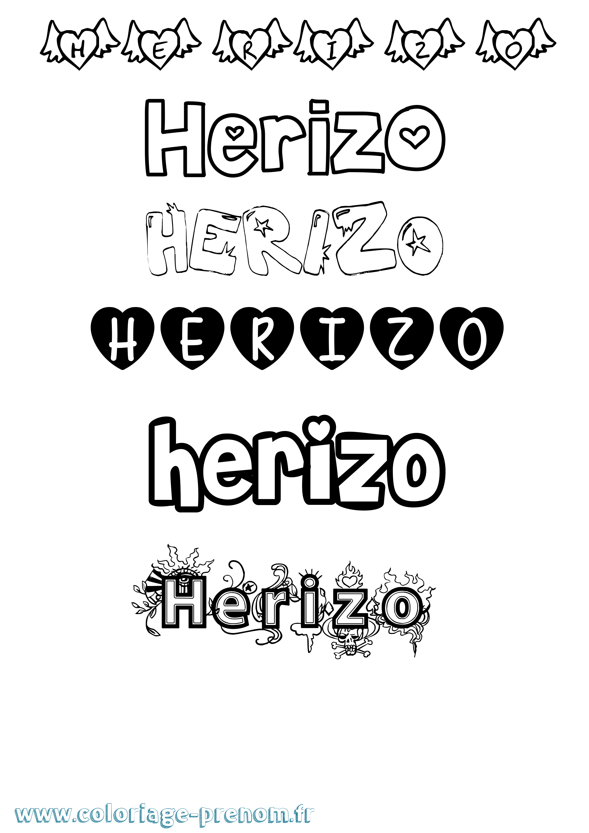 Coloriage Herizo Girly Coloriage prénom Herizo Girly