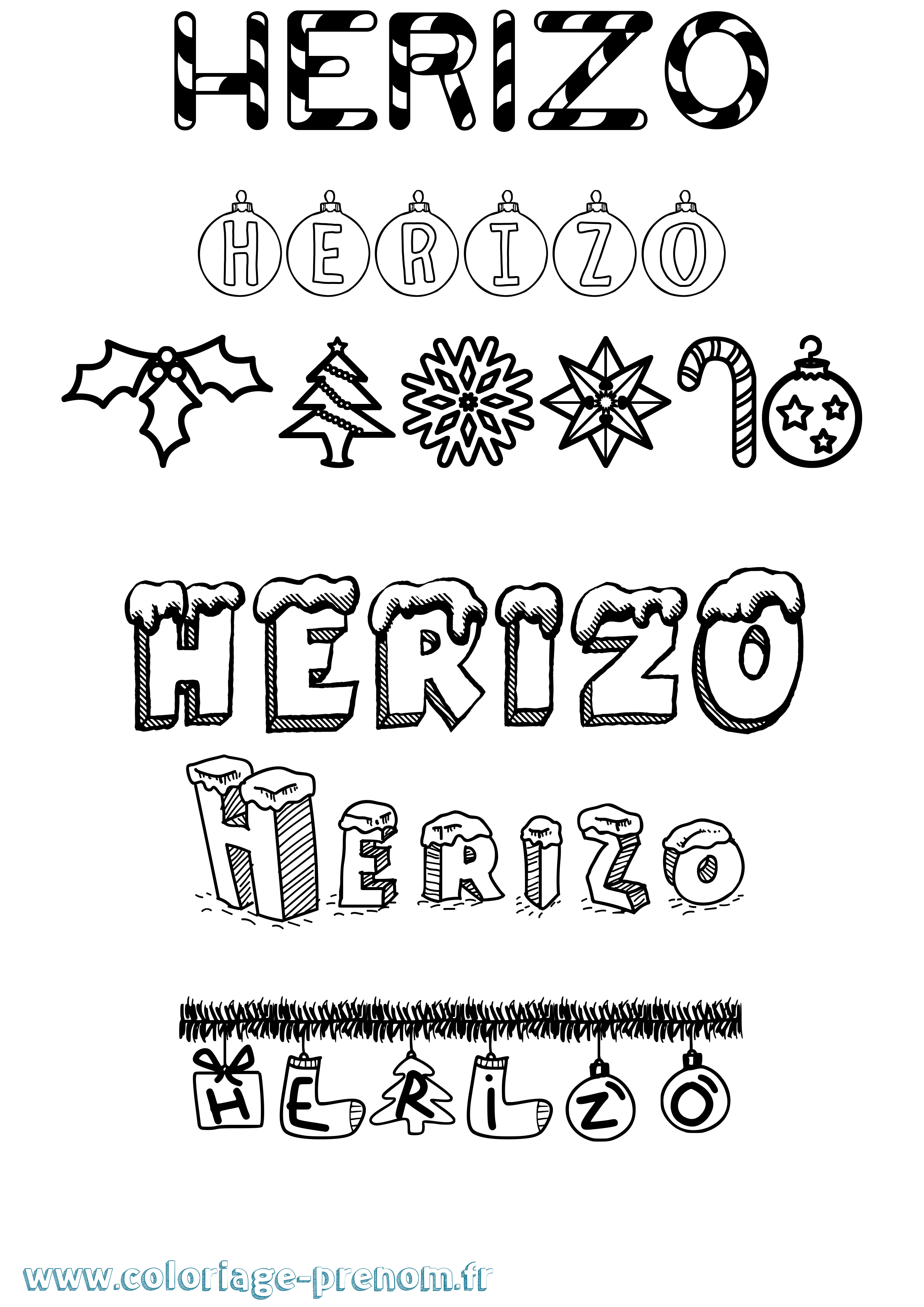Coloriage Herizo Noël Coloriage prénom Herizo Noël
