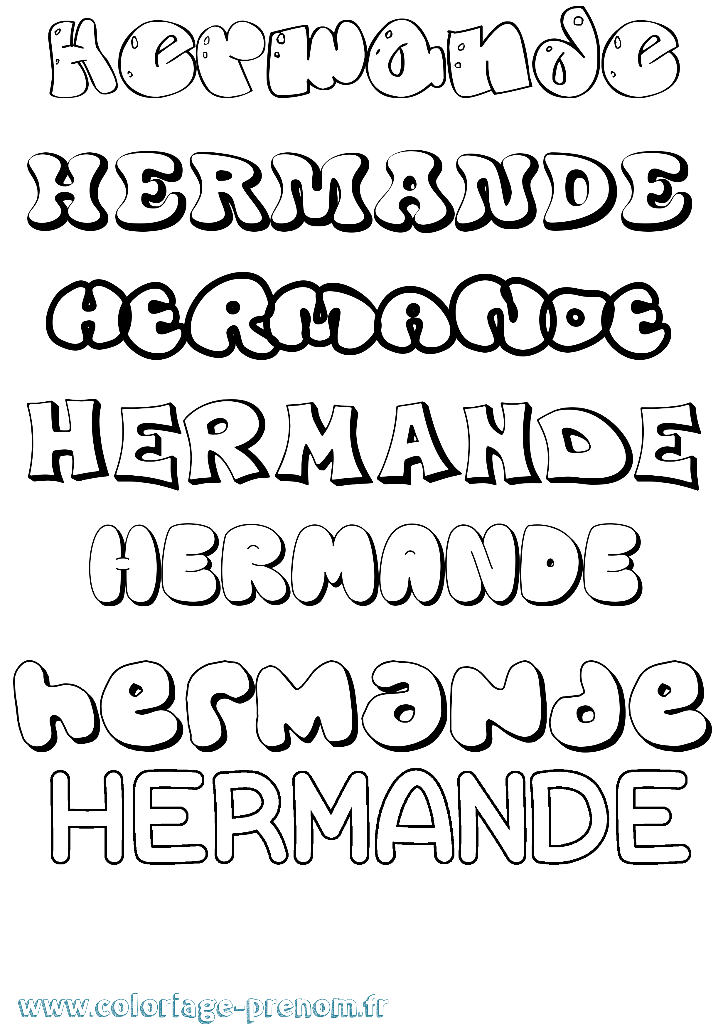 Coloriage Hermande Bubble Coloriage prénom Hermande Bubble