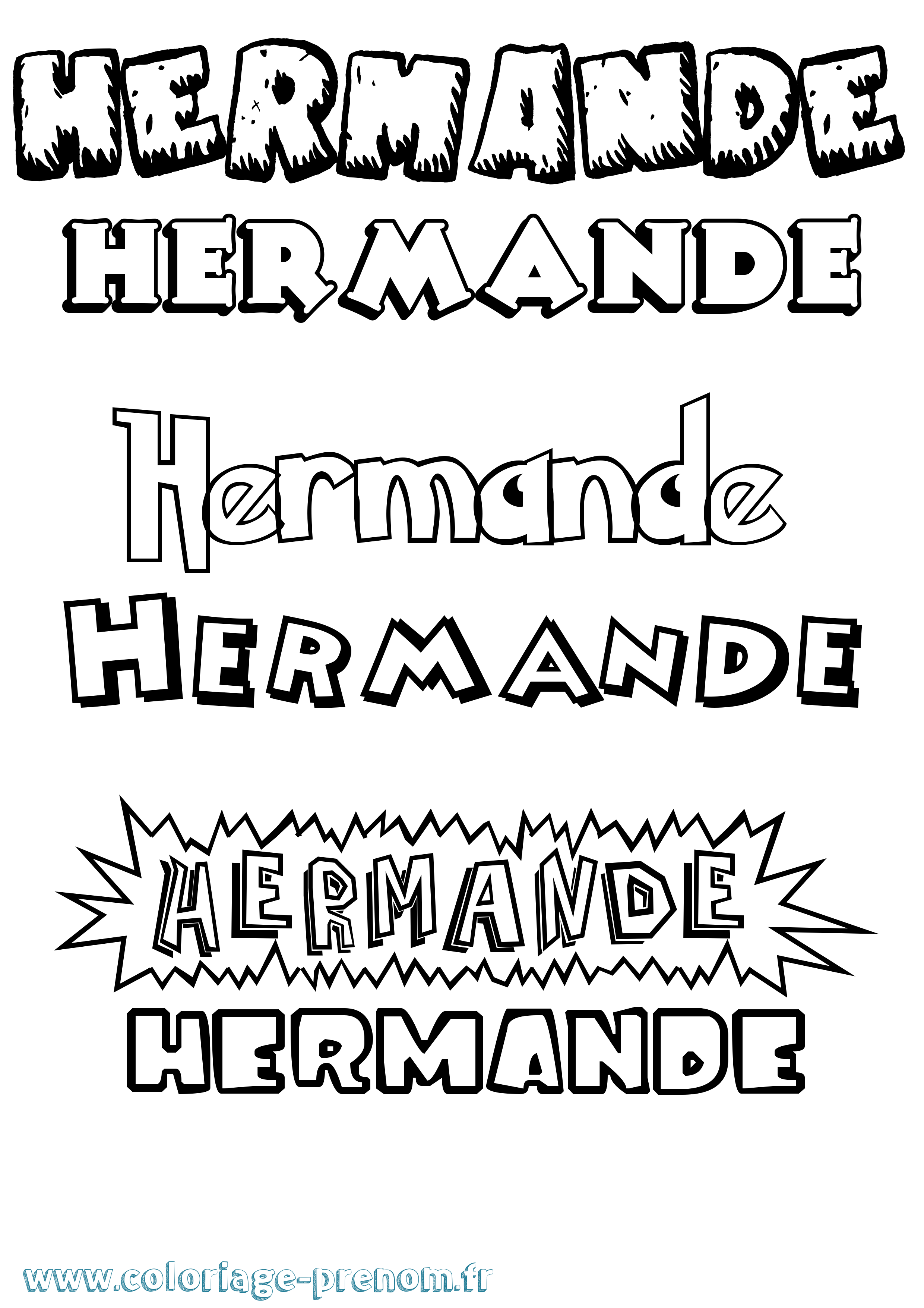 Coloriage Hermande Dessin Animé Coloriage prénom Hermande Dessin Animé