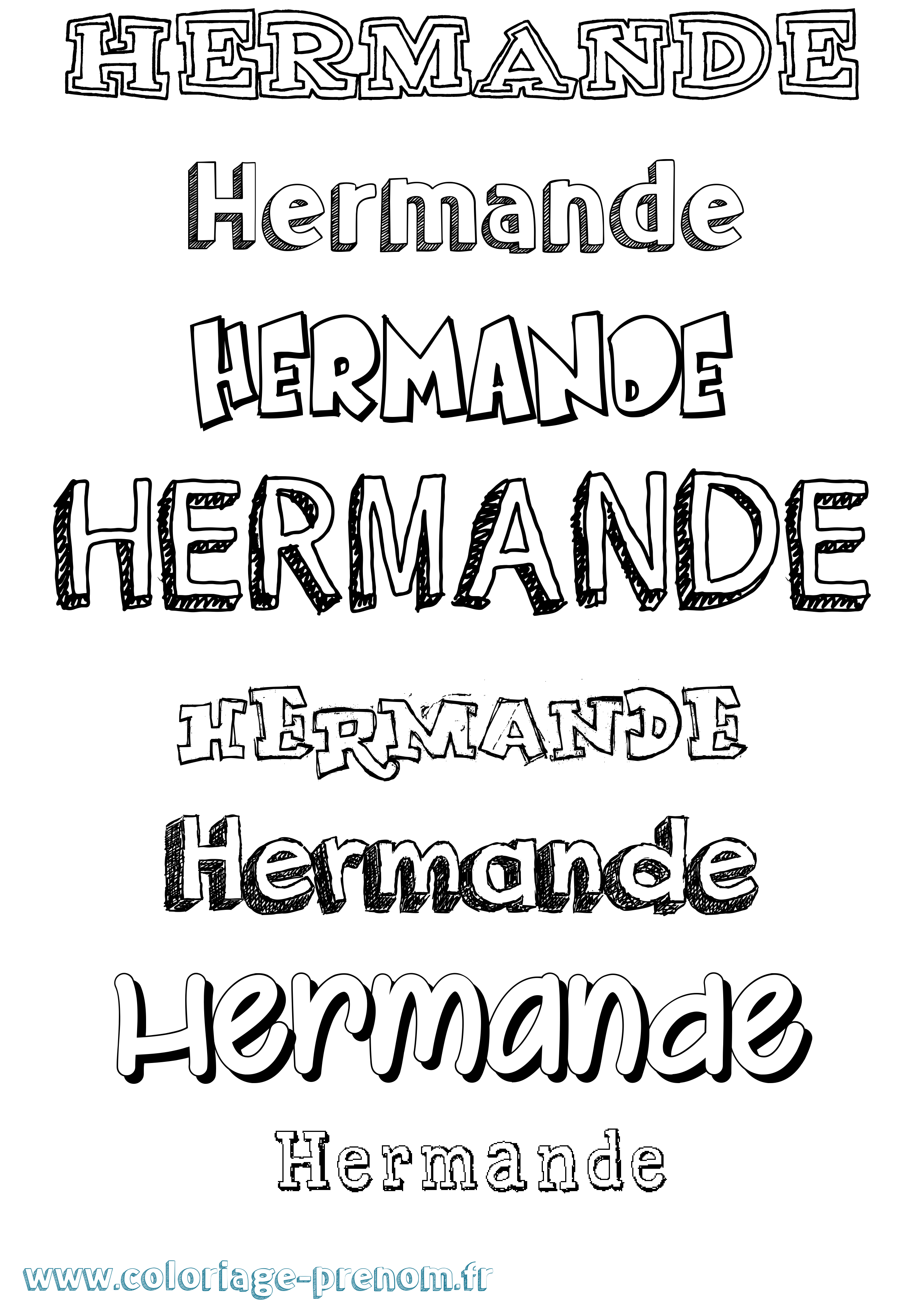 Coloriage Hermande Dessiné Coloriage prénom Hermande Dessiné