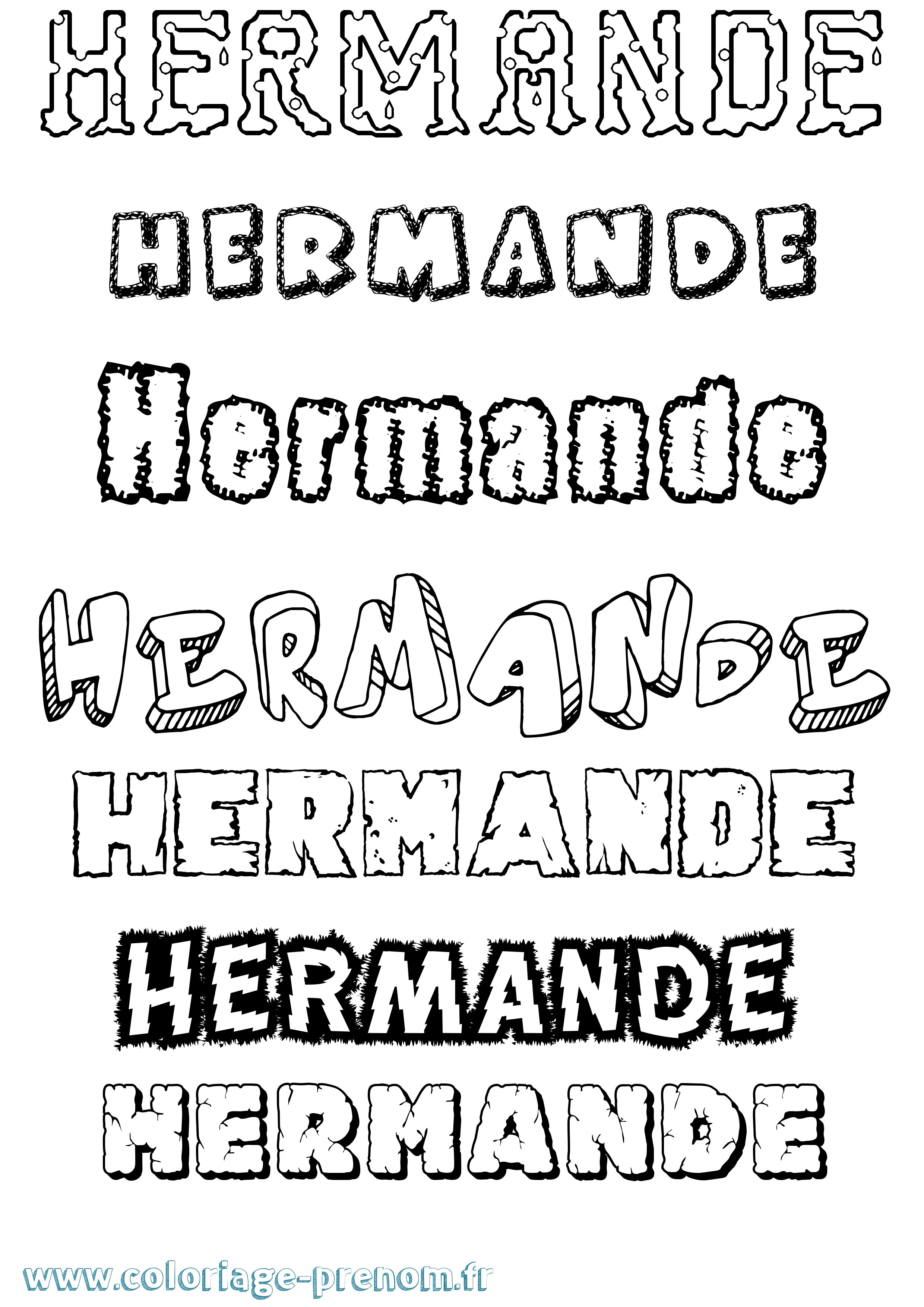 Coloriage Hermande Destructuré Coloriage prénom Hermande Destructuré