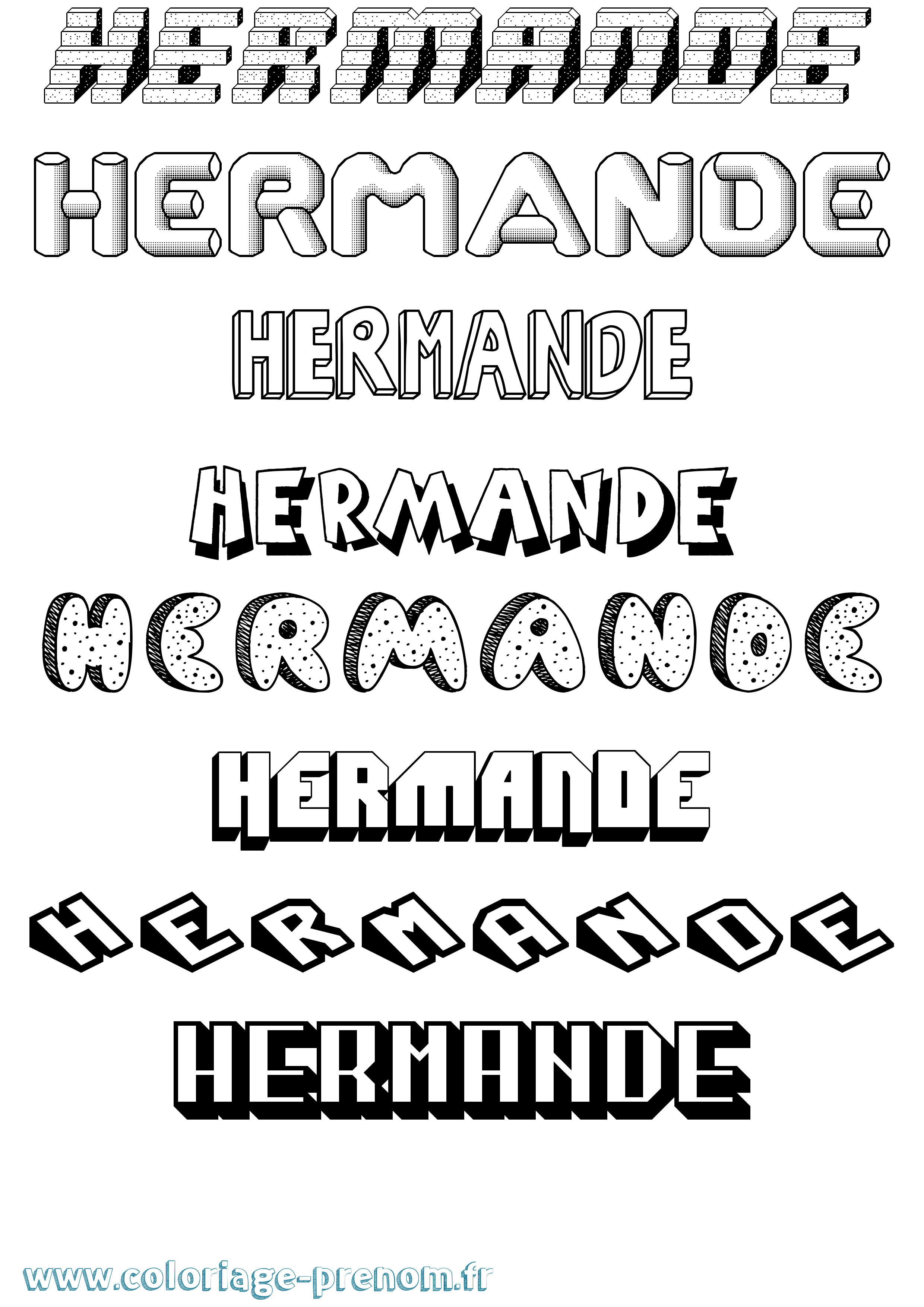 Coloriage Hermande Effet 3D Coloriage prénom Hermande Effet 3D