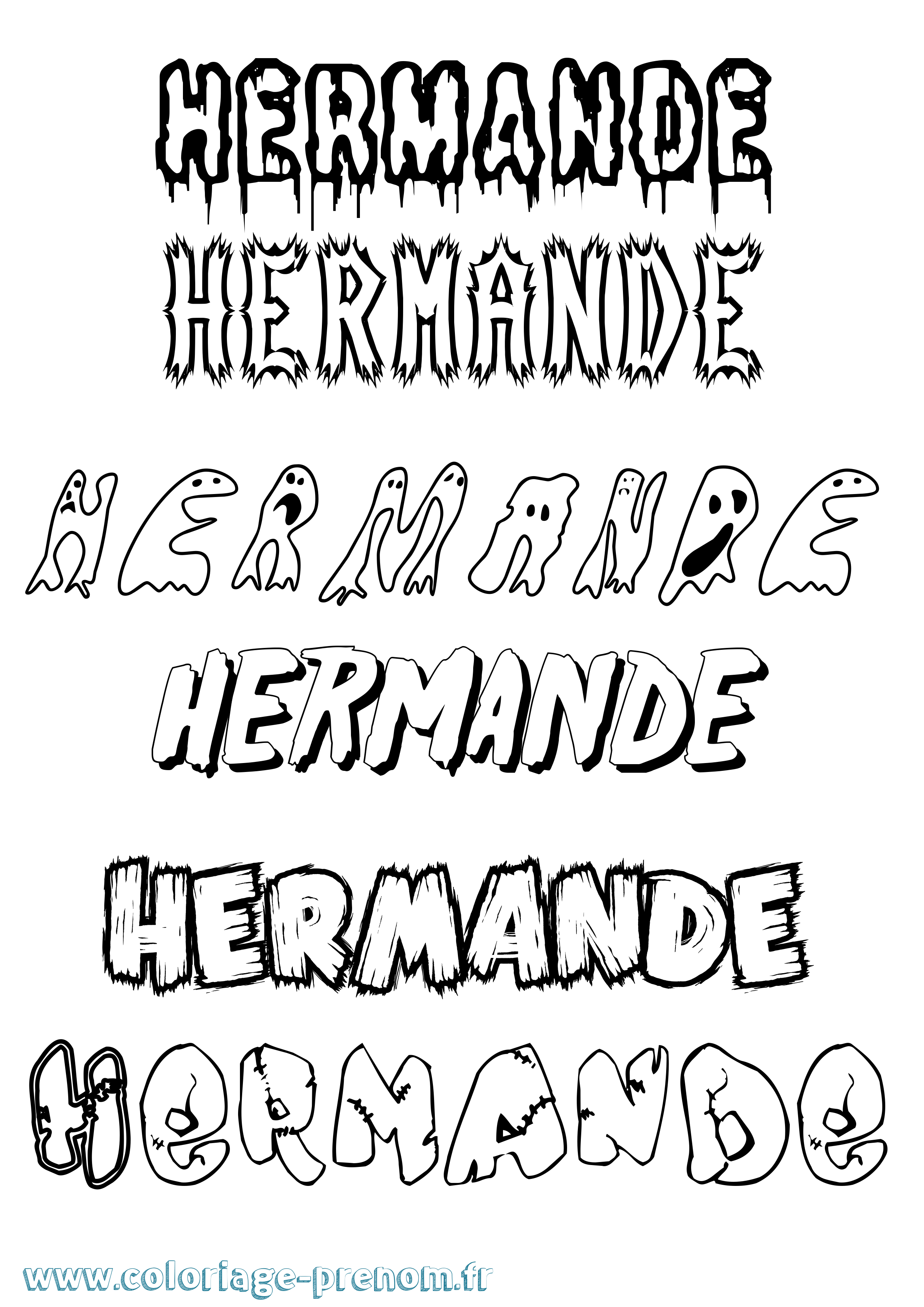 Coloriage Hermande Frisson Coloriage prénom Hermande Frisson