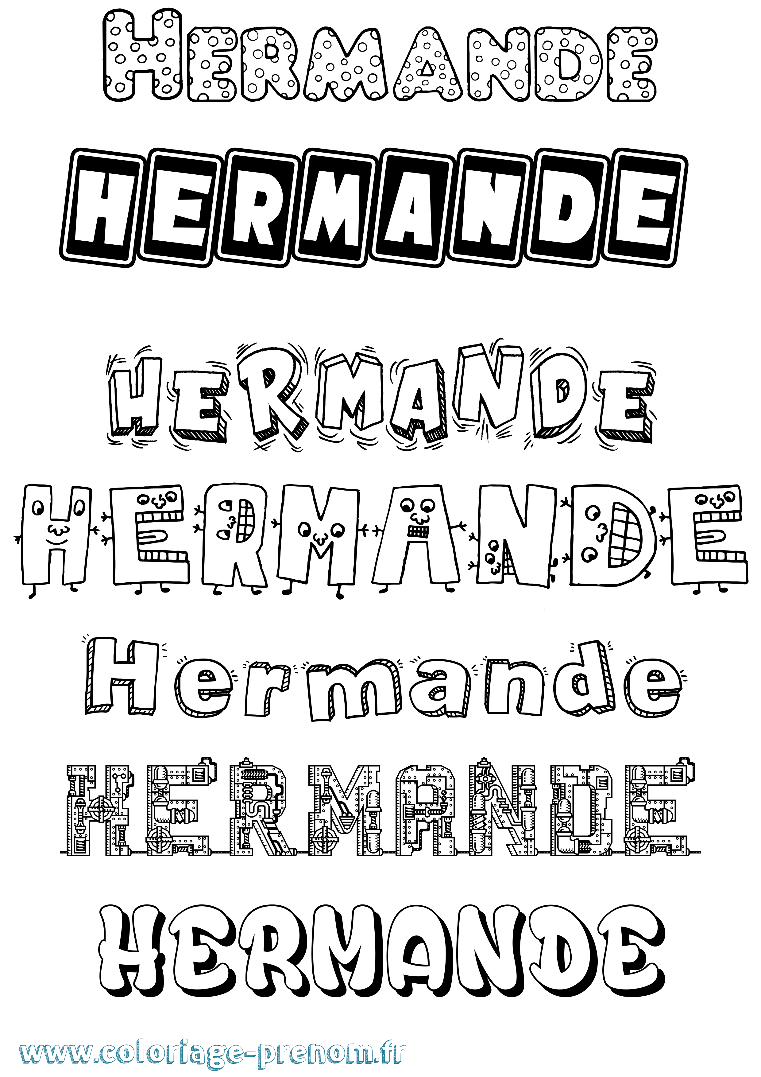 Coloriage Hermande Fun Coloriage prénom Hermande Fun
