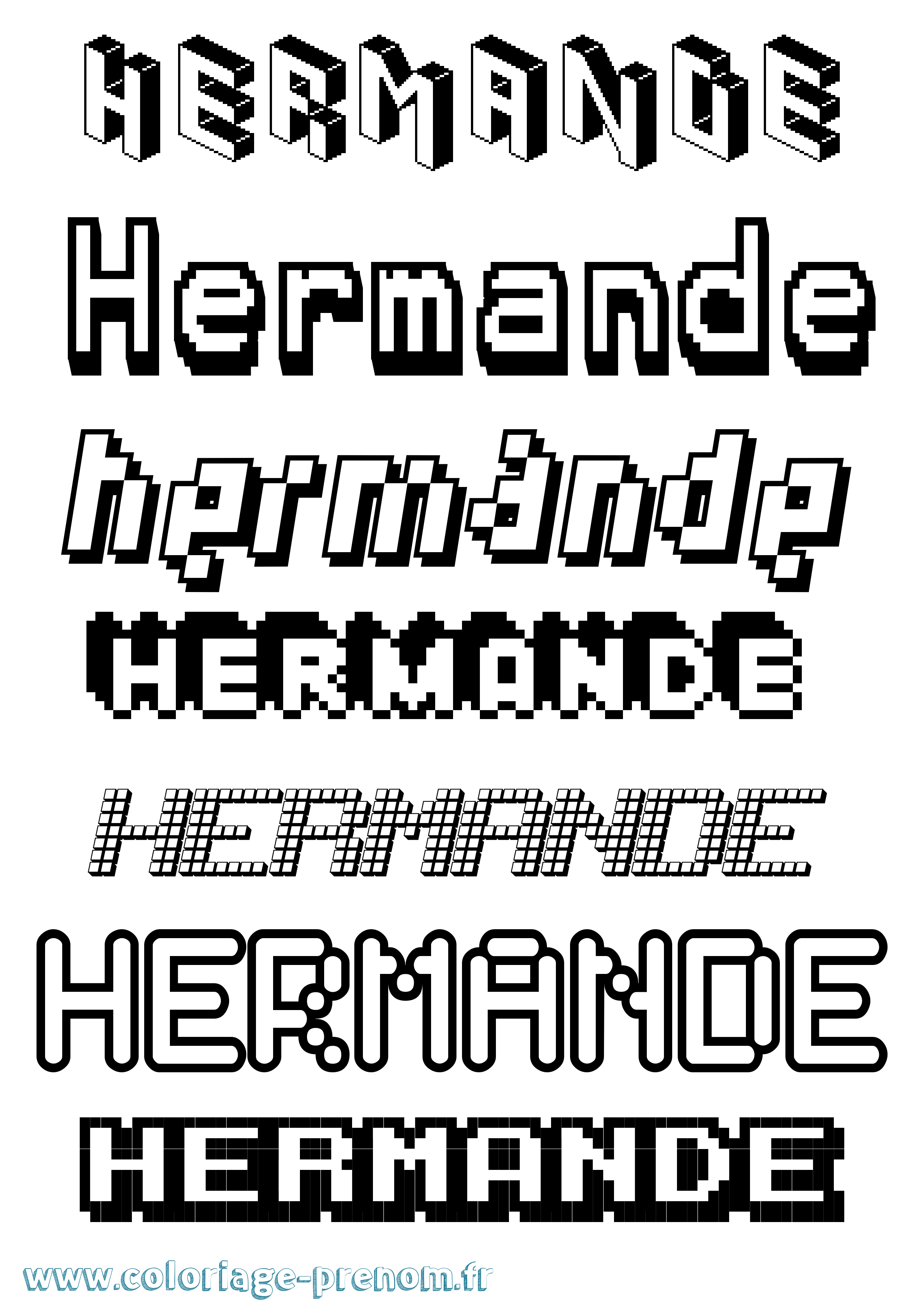 Coloriage Hermande Pixel Coloriage prénom Hermande Pixel