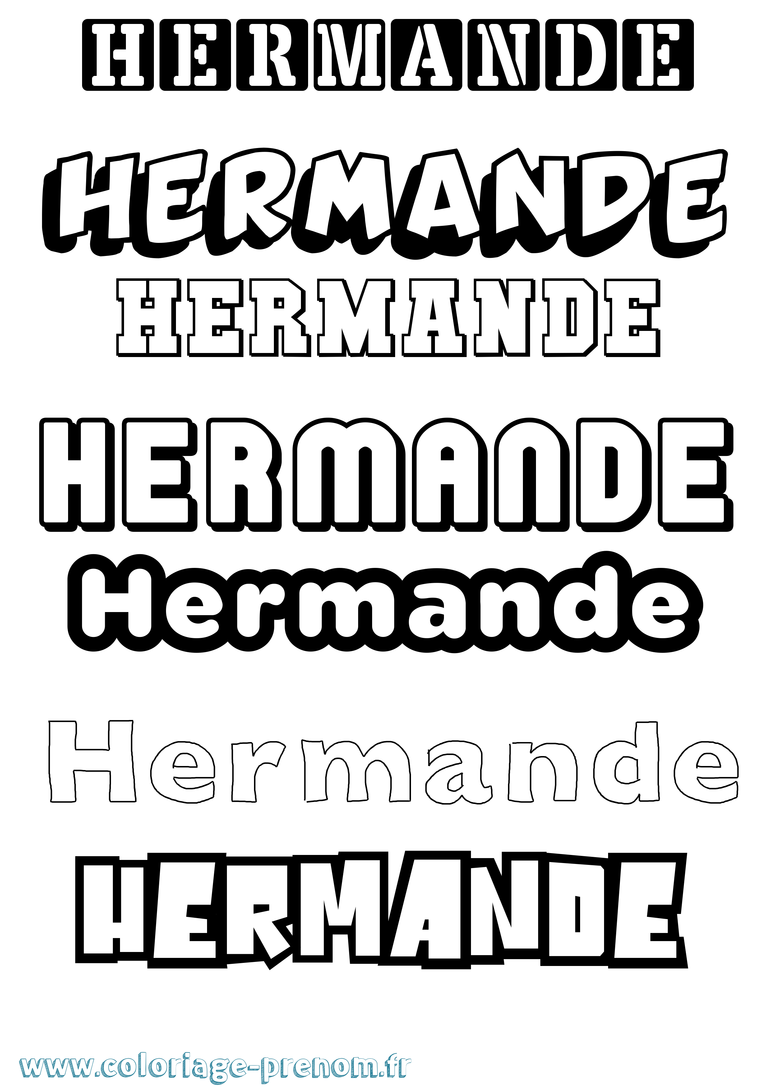 Coloriage Hermande Simple Coloriage prénom Hermande Simple