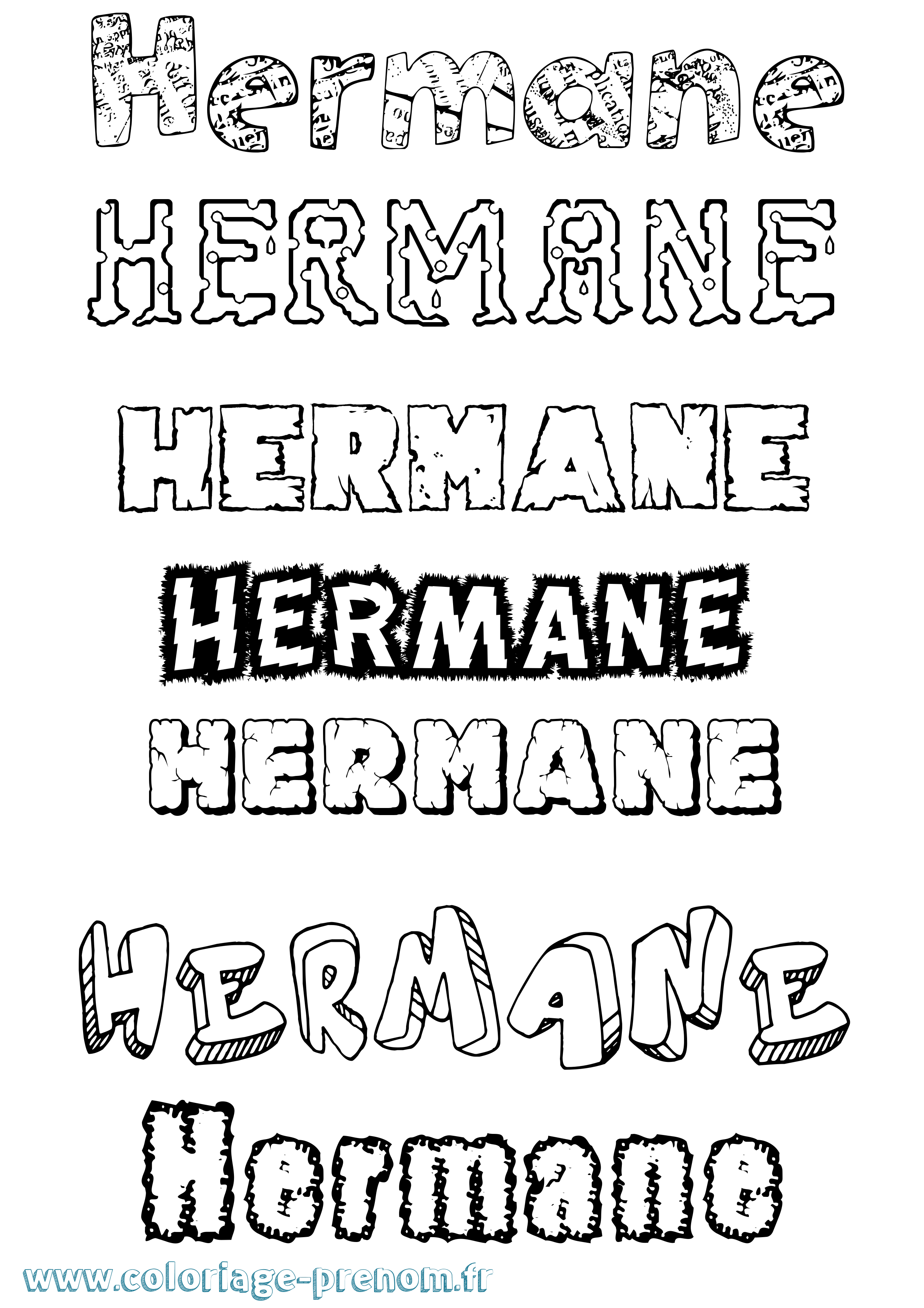 Coloriage Hermane Destructuré Coloriage prénom Hermane Destructuré