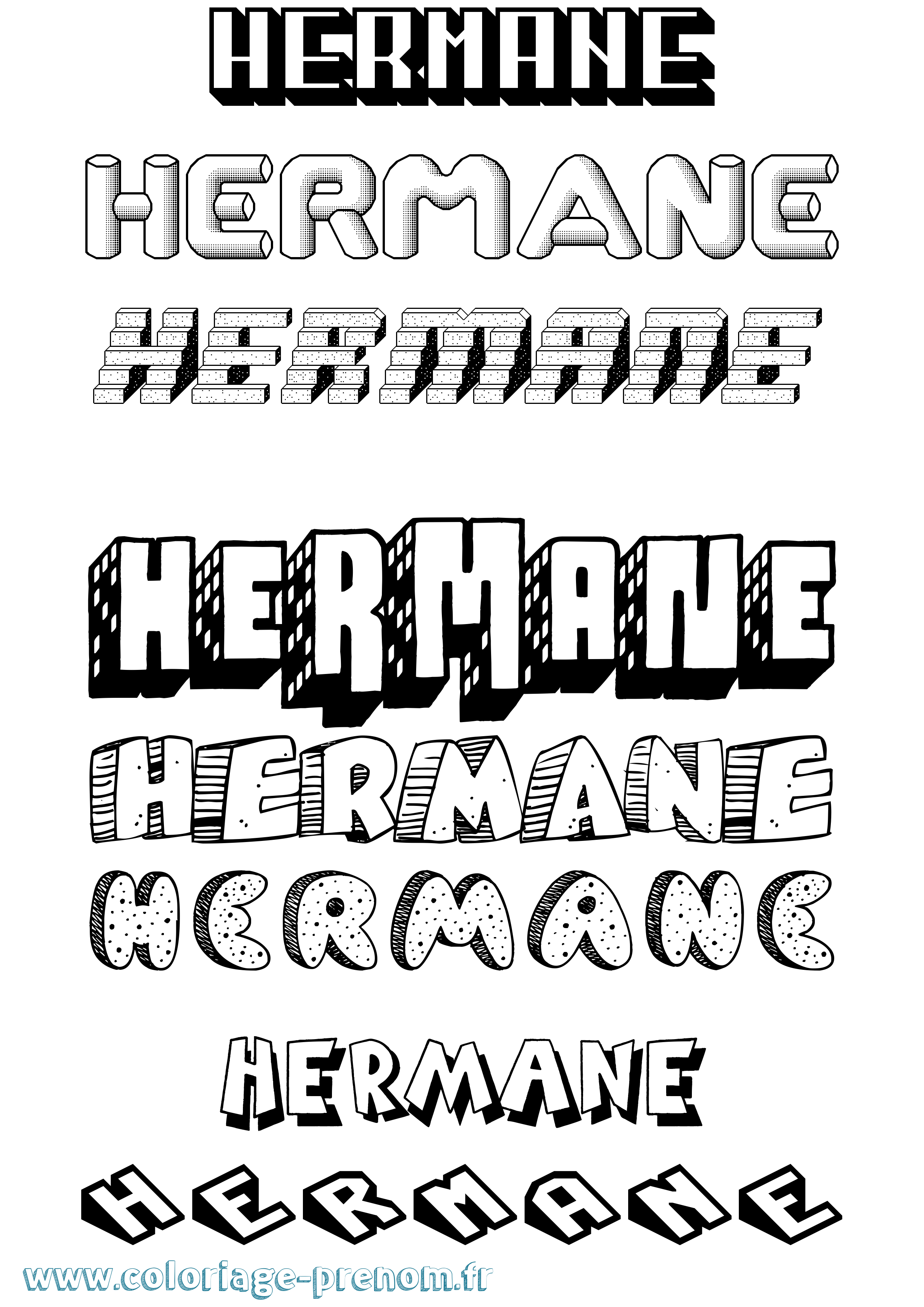 Coloriage Hermane Effet 3D Coloriage prénom Hermane Effet 3D
