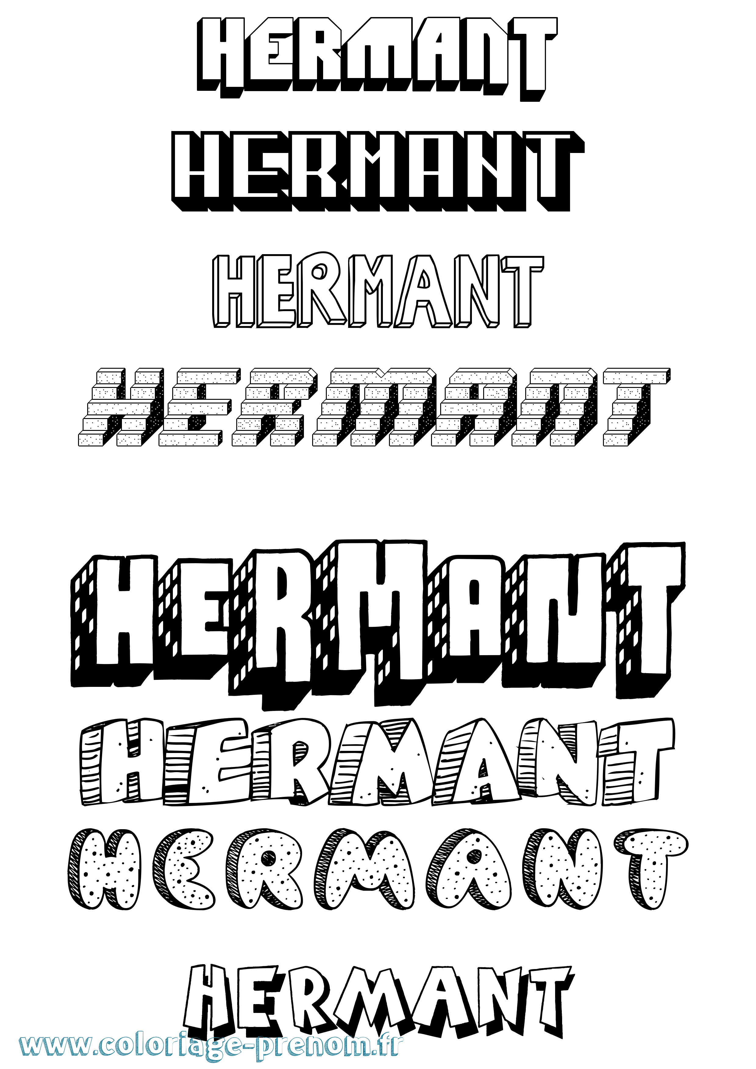 Coloriage Hermant Effet 3D Coloriage prénom Hermant Effet 3D