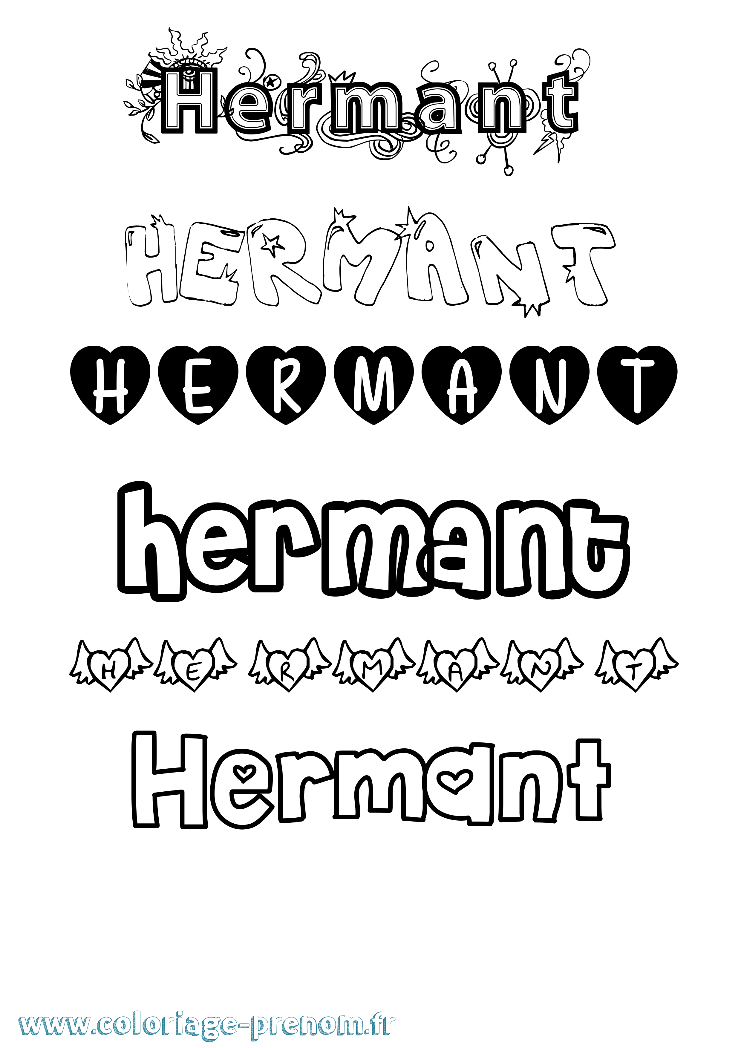Coloriage Hermant Girly Coloriage prénom Hermant Girly