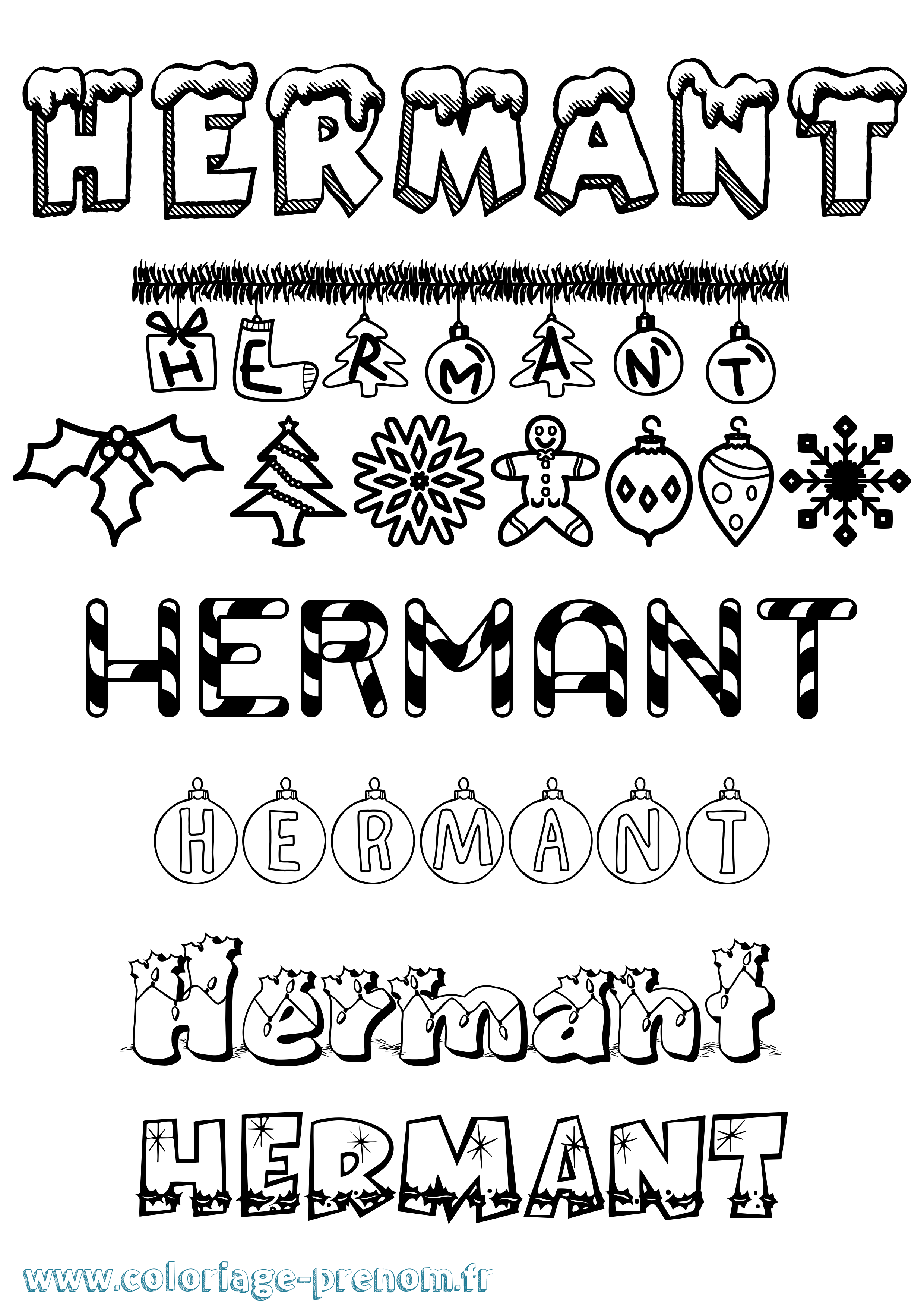Coloriage Hermant Noël Coloriage prénom Hermant Noël