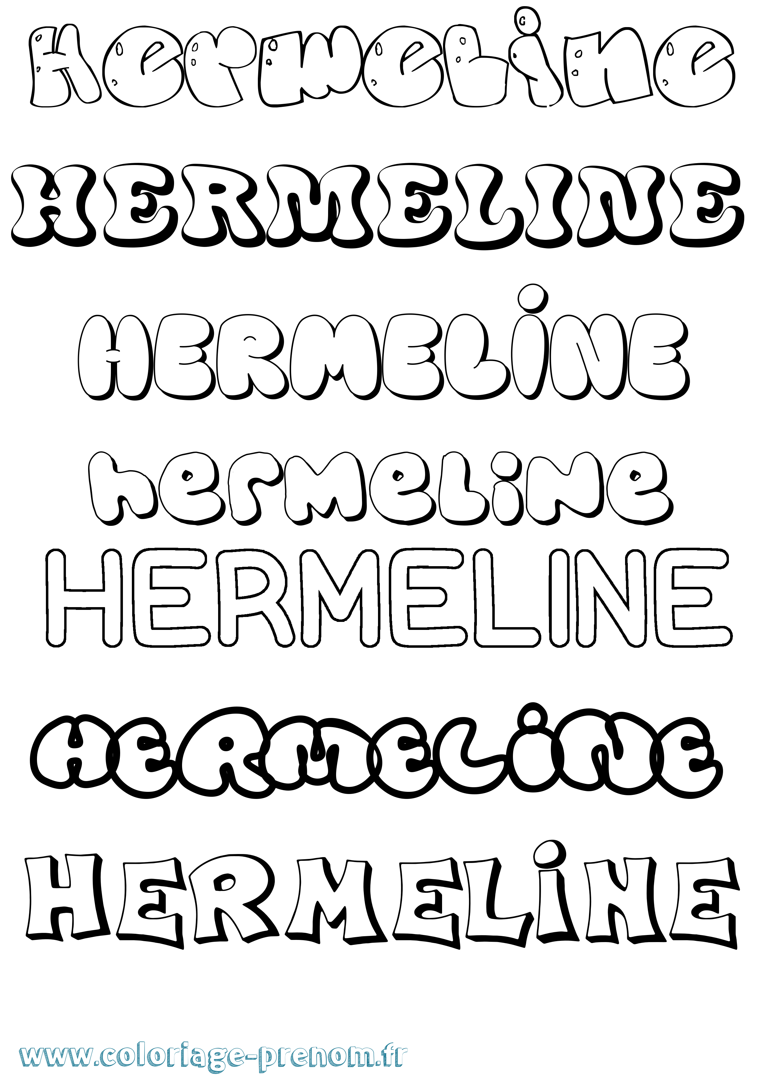Coloriage Hermeline Bubble Coloriage prénom Hermeline Bubble