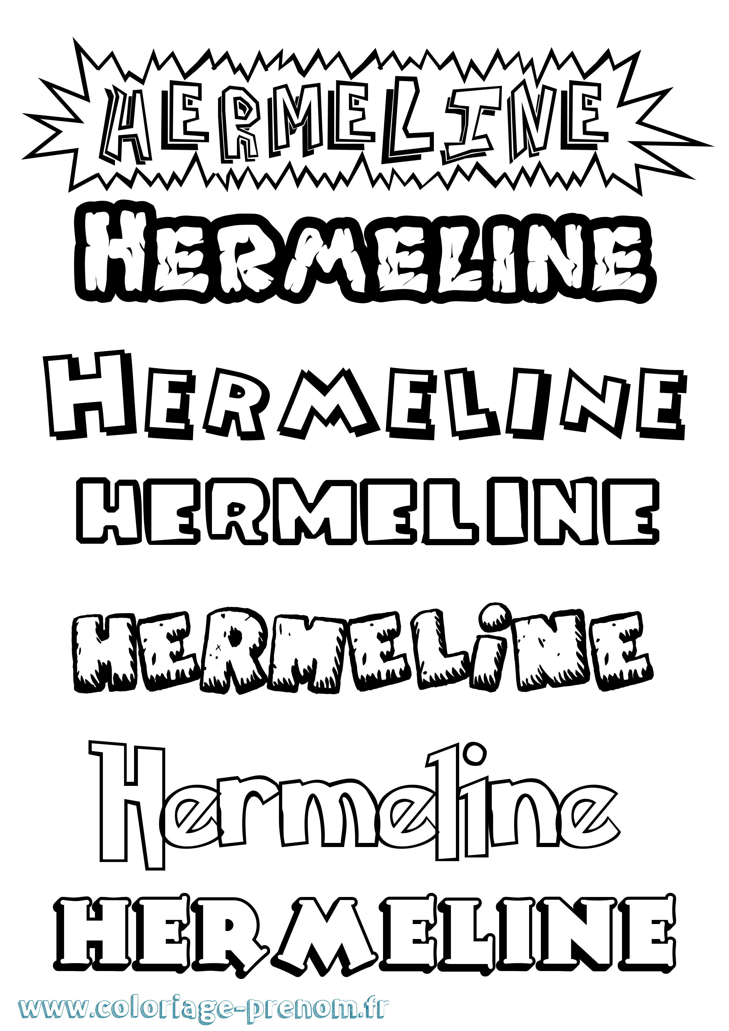 Coloriage Hermeline Dessin Animé Coloriage prénom Hermeline Dessin Animé
