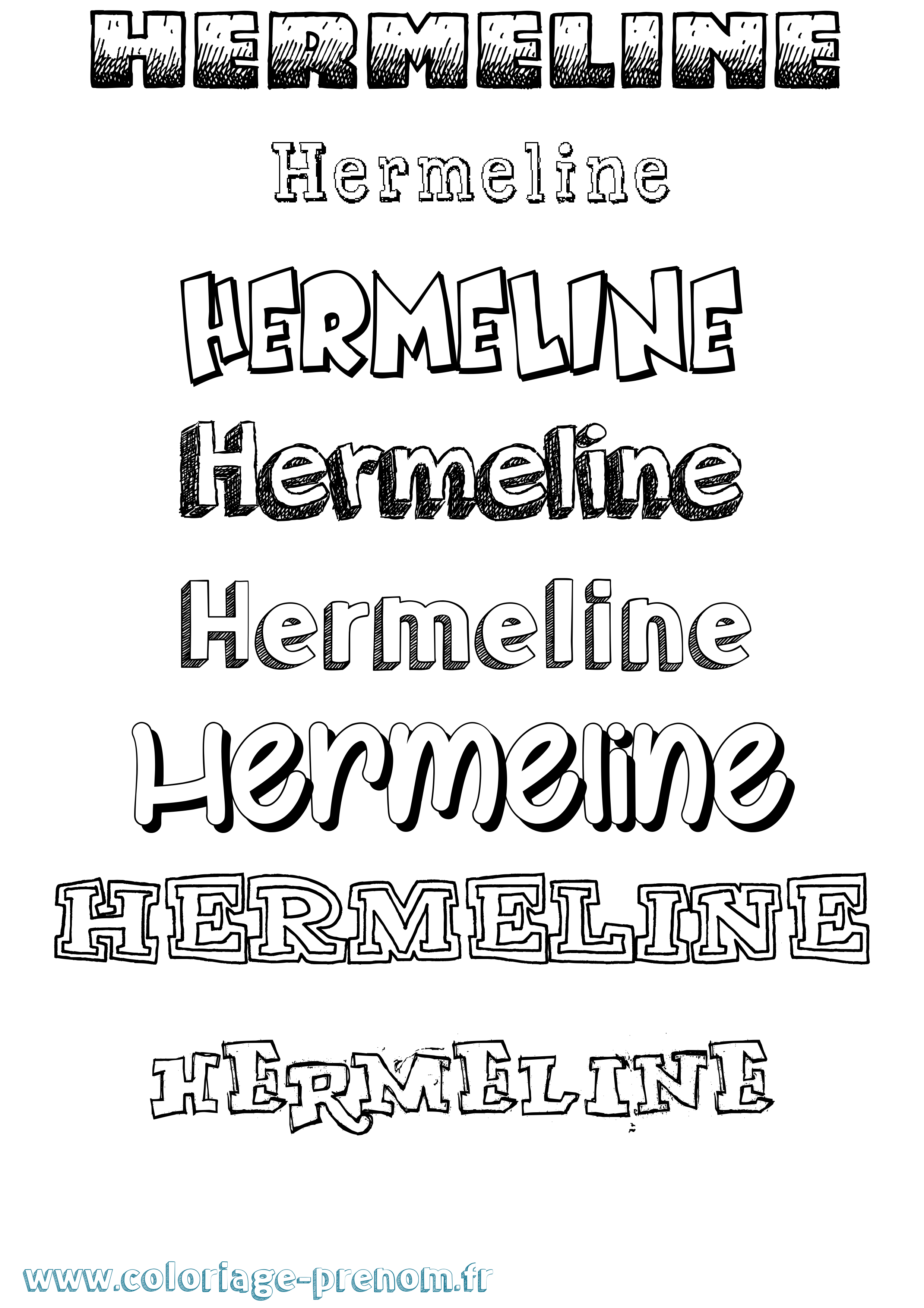 Coloriage Hermeline Dessiné Coloriage prénom Hermeline Dessiné