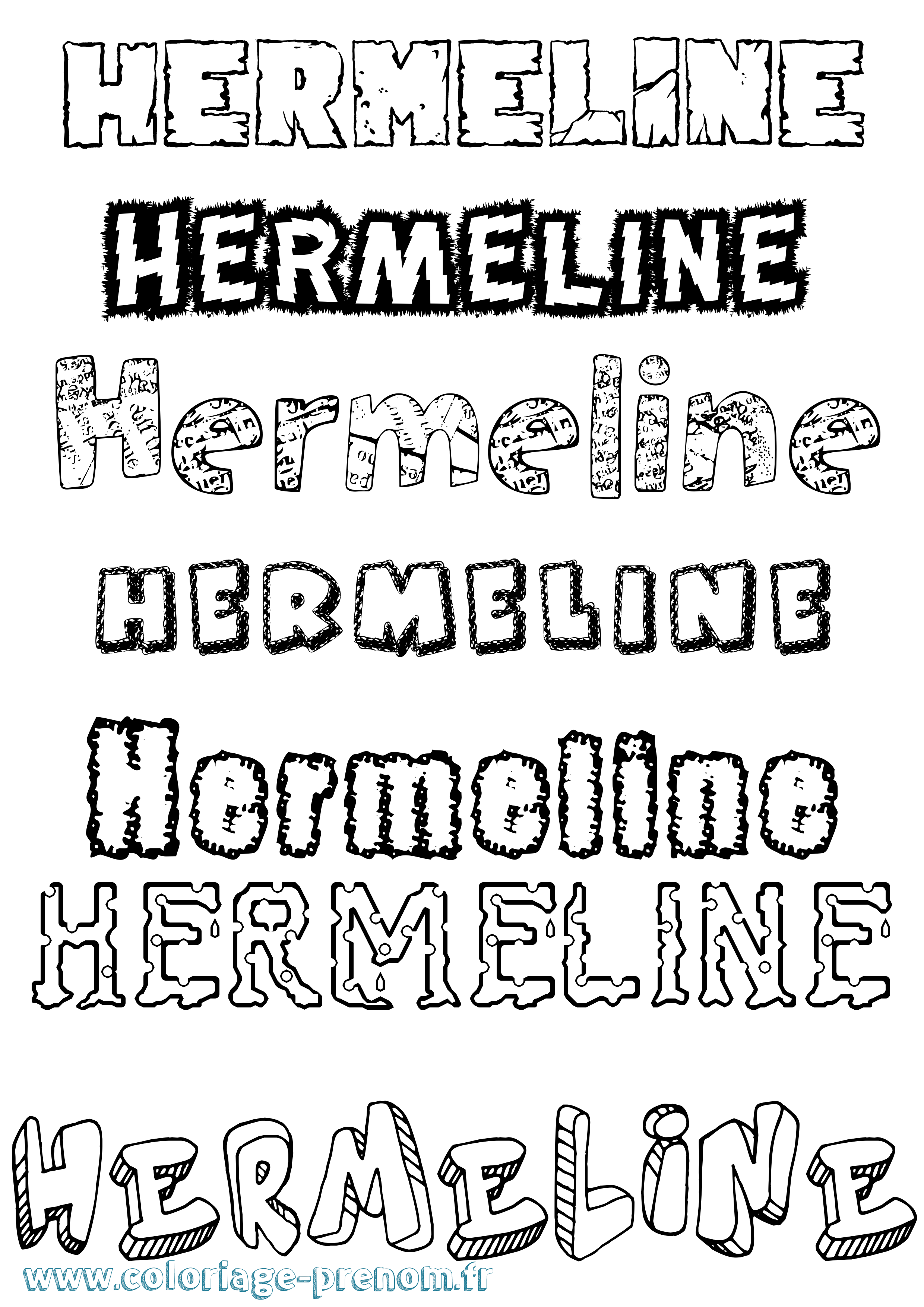Coloriage Hermeline Destructuré Coloriage prénom Hermeline Destructuré