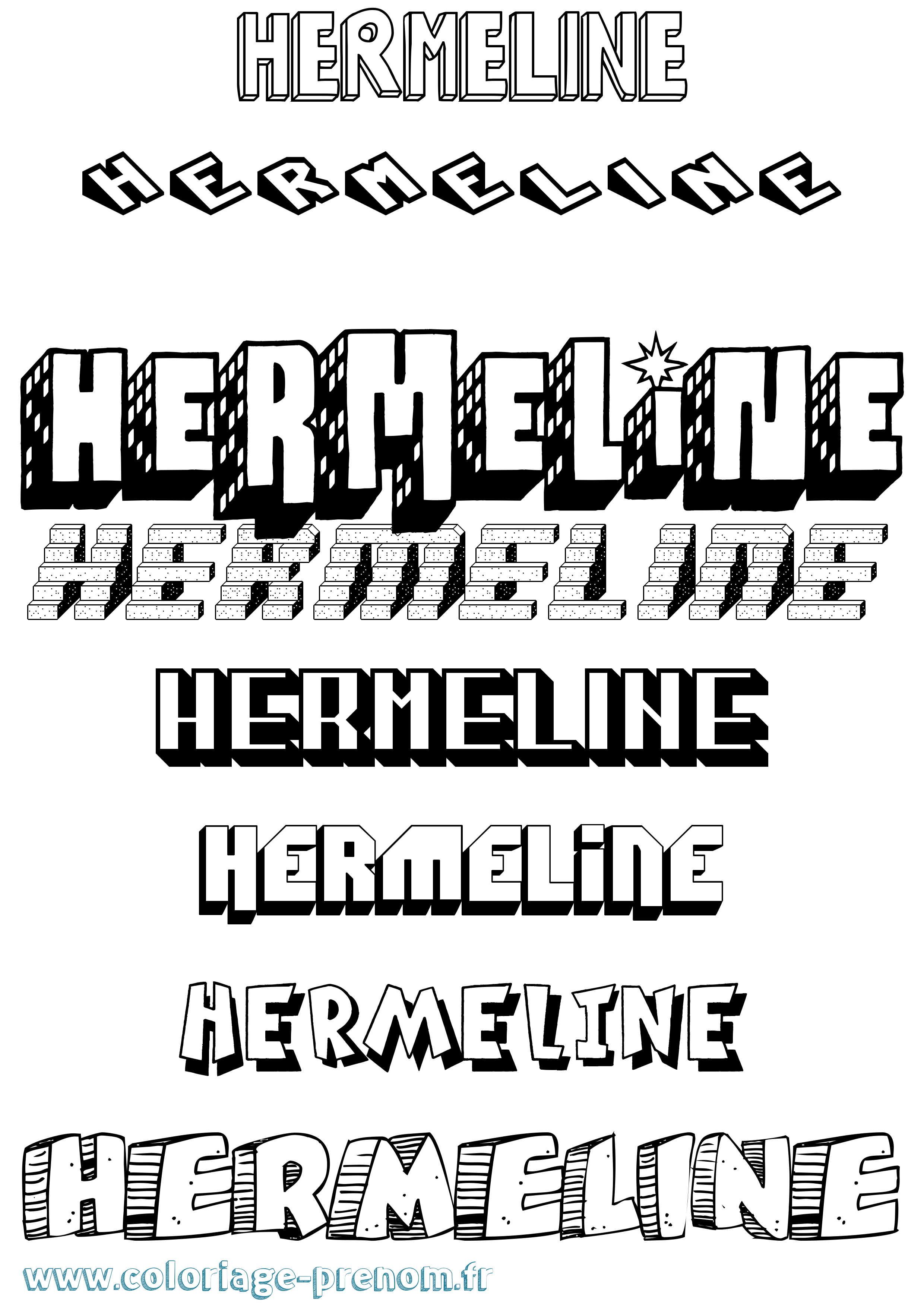 Coloriage Hermeline Effet 3D Coloriage prénom Hermeline Effet 3D