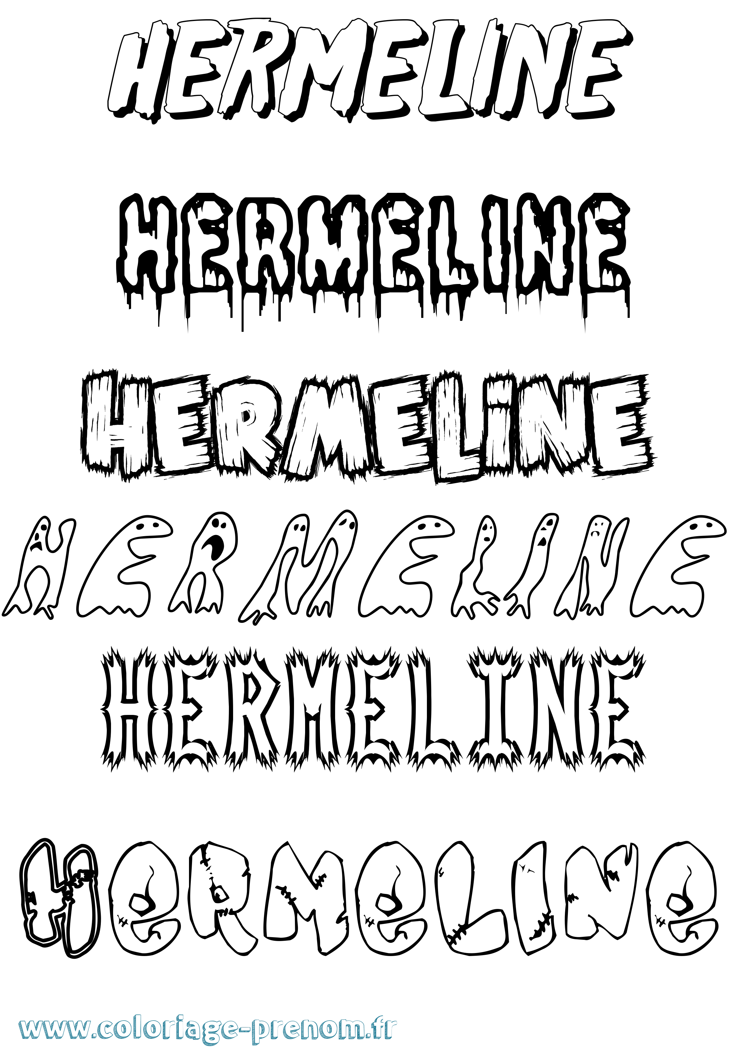 Coloriage Hermeline Frisson Coloriage prénom Hermeline Frisson