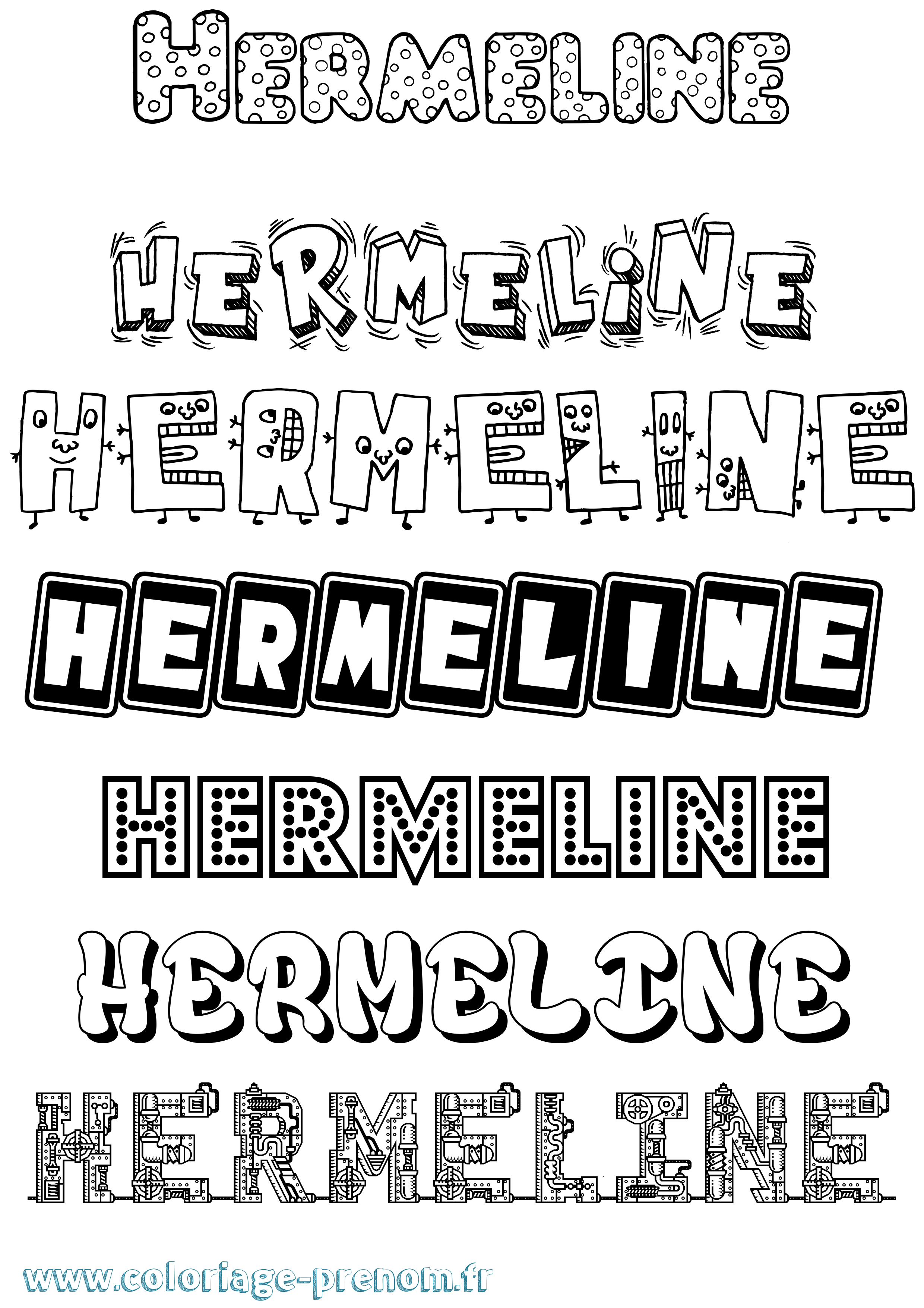 Coloriage Hermeline Fun Coloriage prénom Hermeline Fun