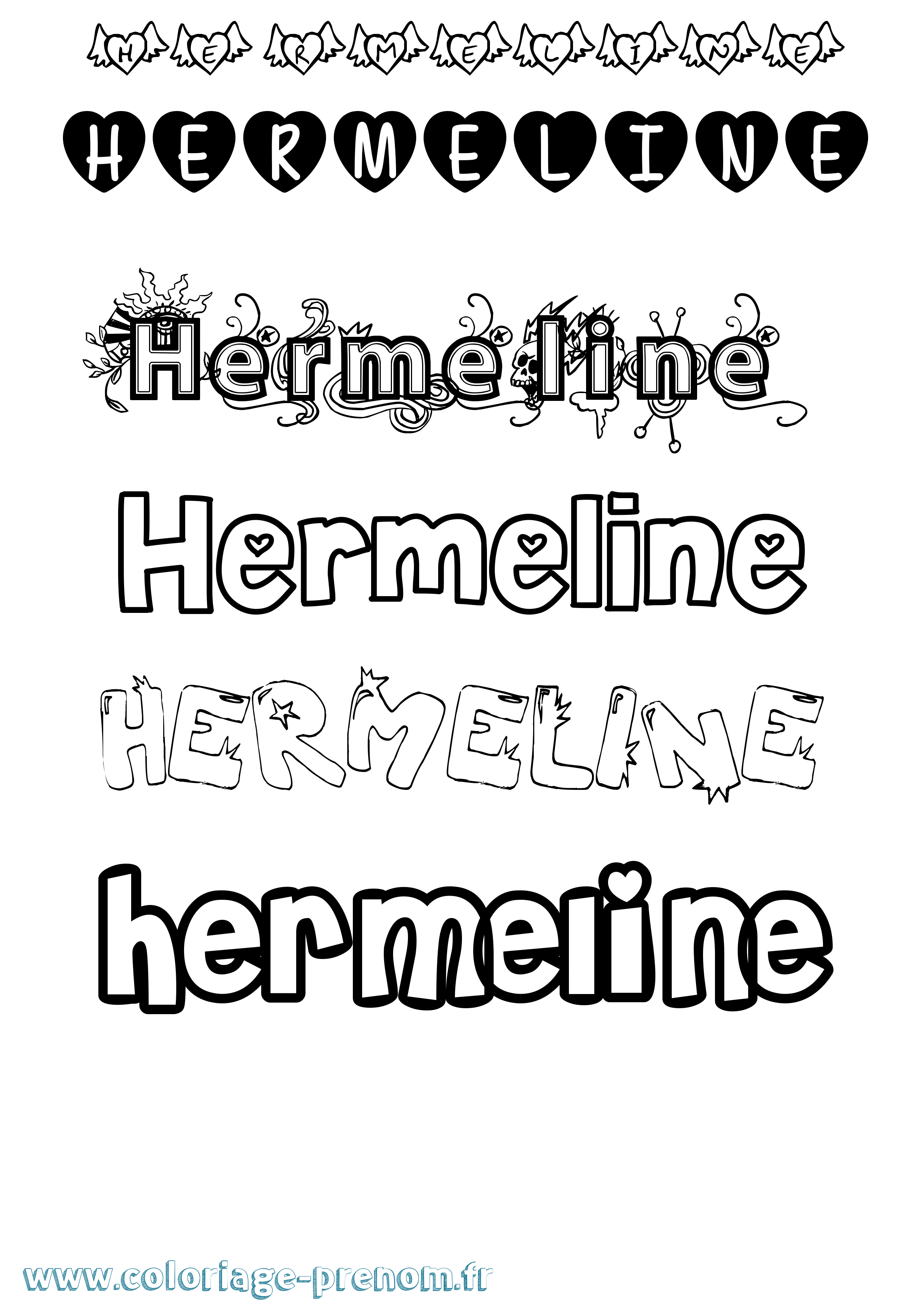 Coloriage Hermeline Girly Coloriage prénom Hermeline Girly
