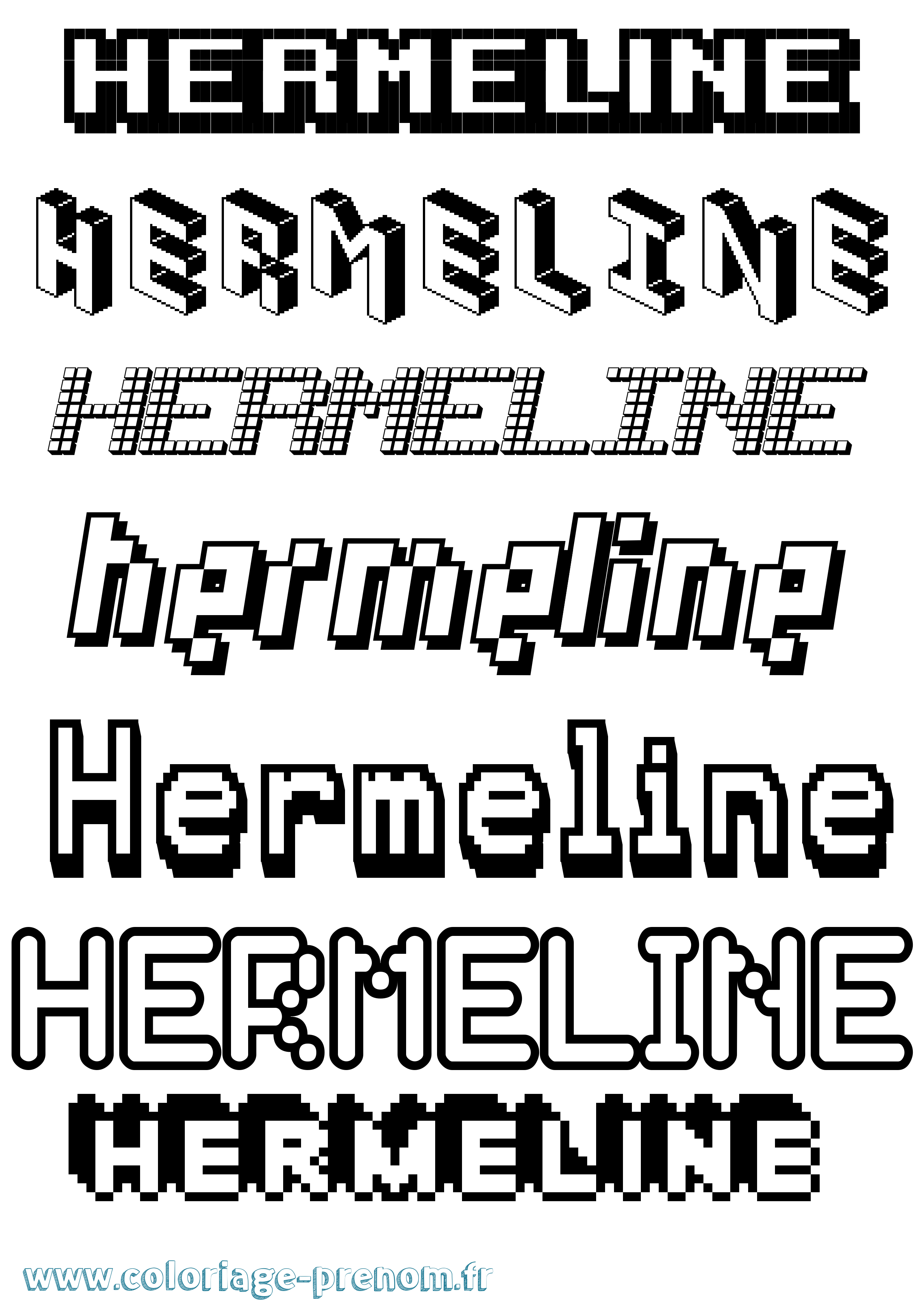 Coloriage Hermeline Pixel Coloriage prénom Hermeline Pixel