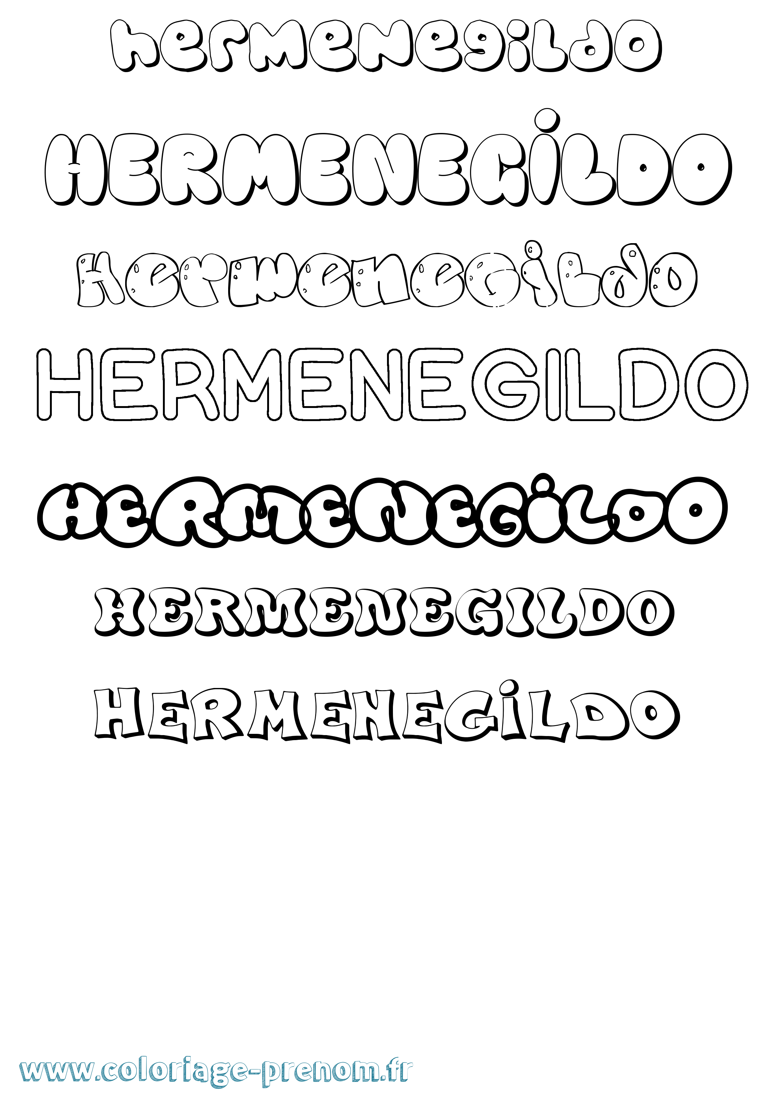 Coloriage Hermenegildo Bubble Coloriage prénom Hermenegildo Bubble
