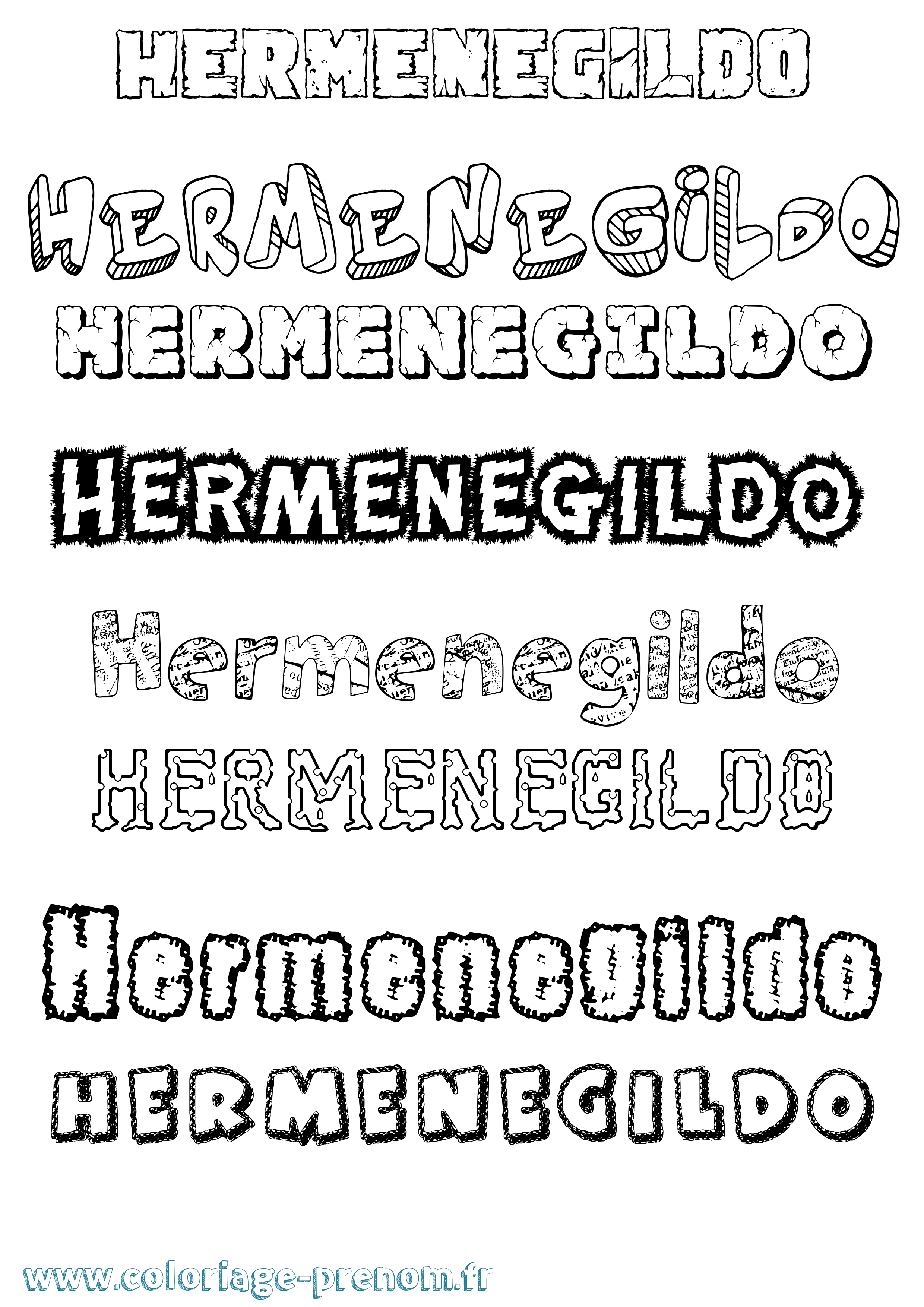 Coloriage Hermenegildo Destructuré Coloriage prénom Hermenegildo Destructuré