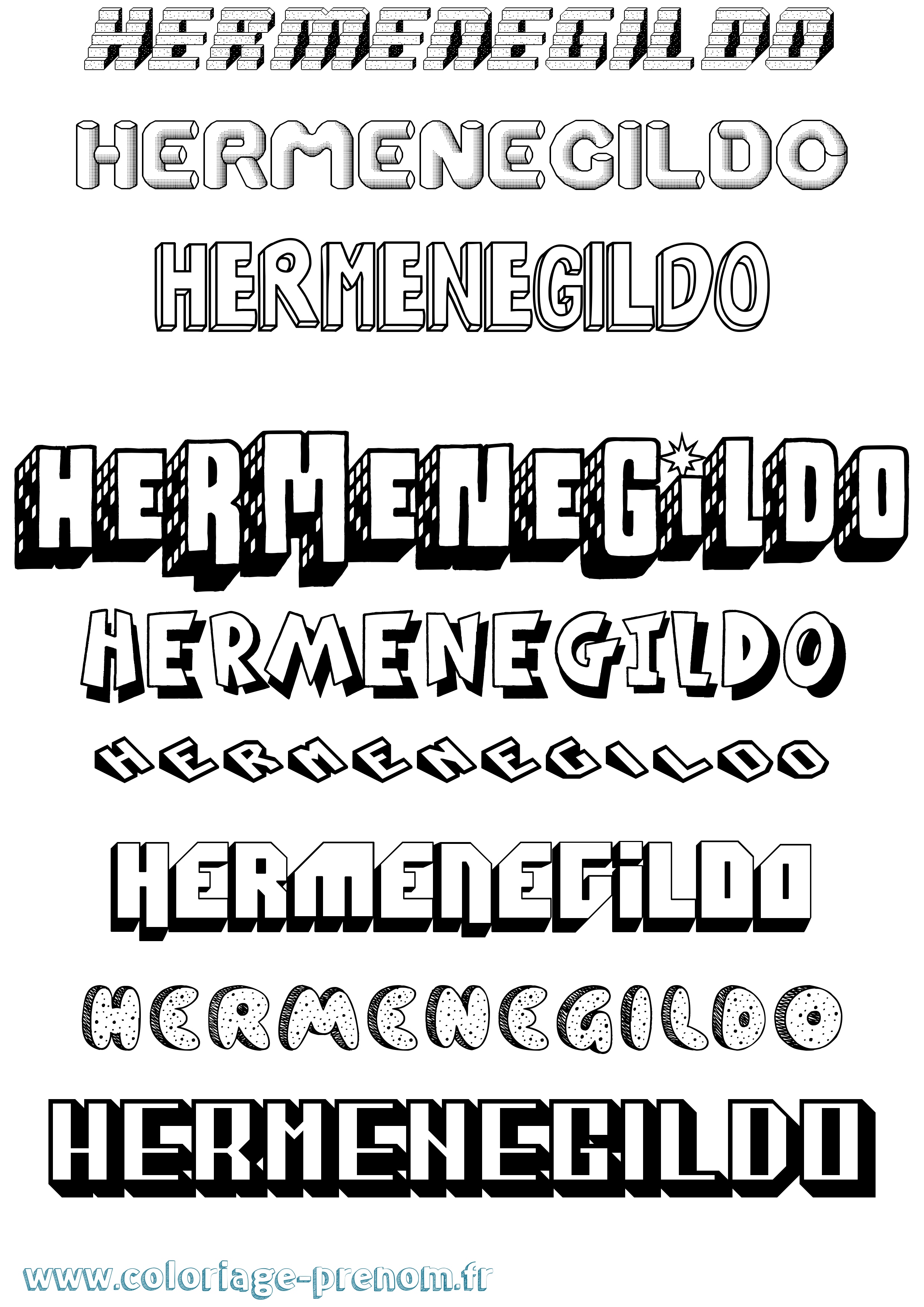 Coloriage Hermenegildo Effet 3D Coloriage prénom Hermenegildo Effet 3D