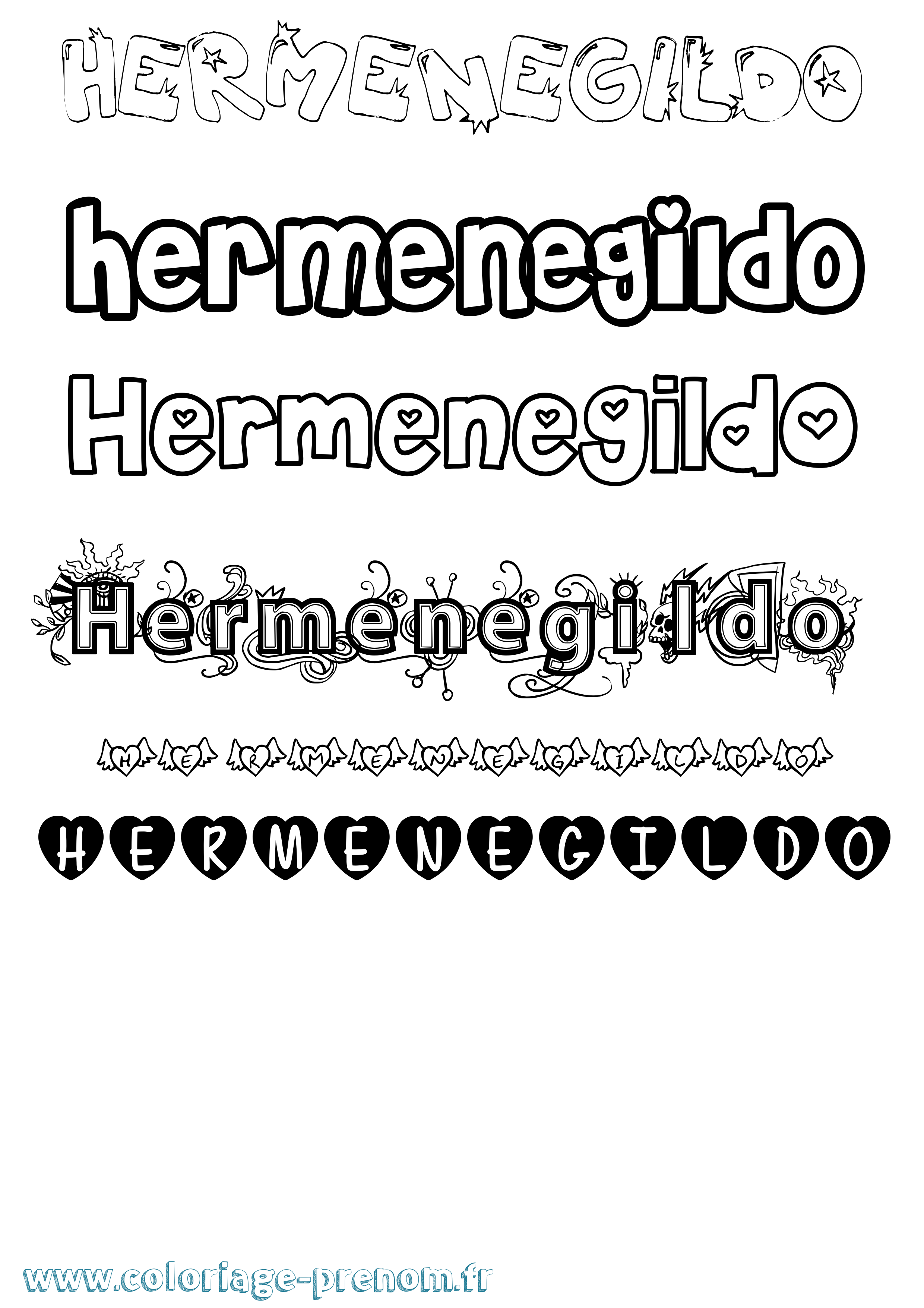 Coloriage Hermenegildo Girly Coloriage prénom Hermenegildo Girly