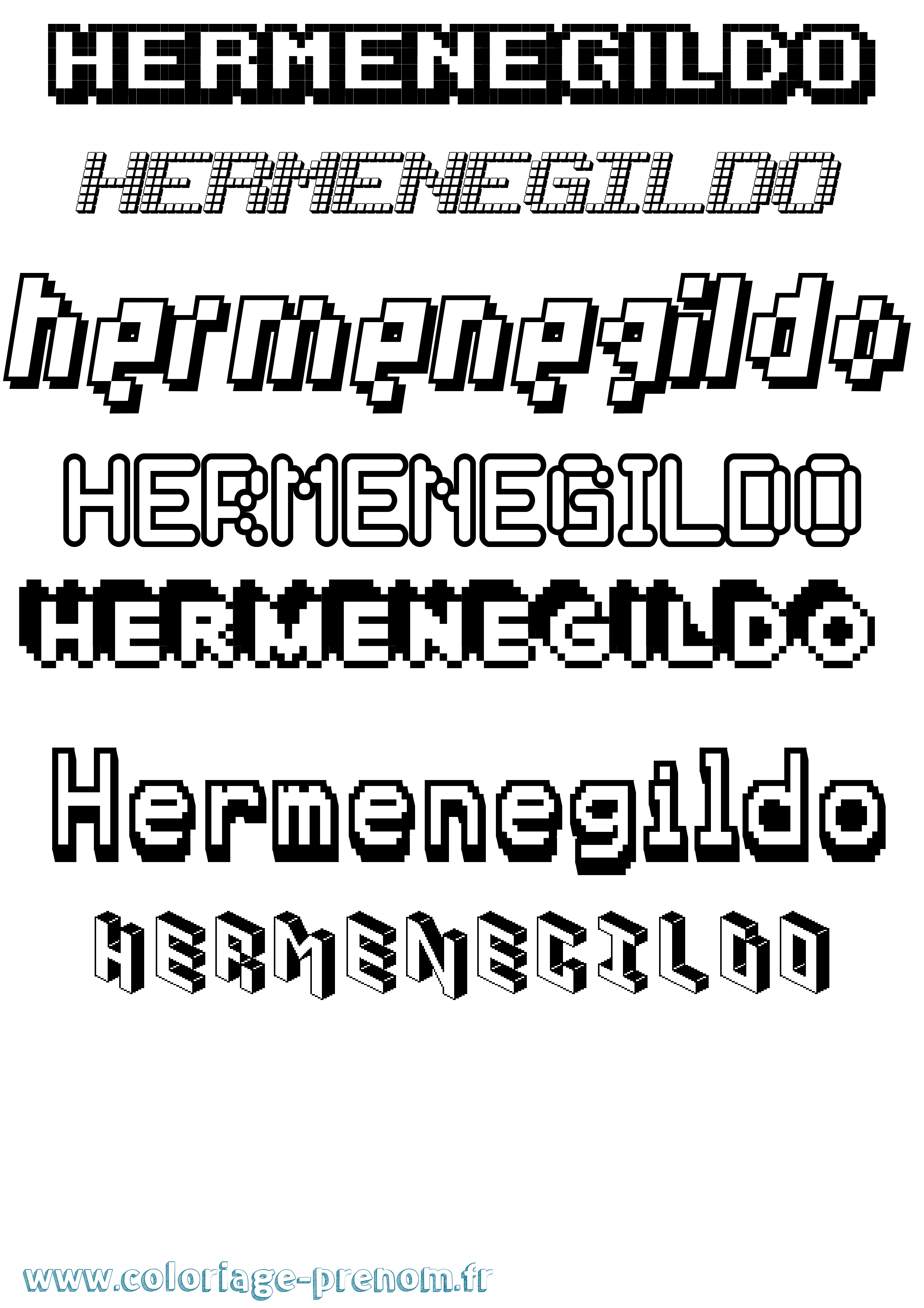 Coloriage Hermenegildo Pixel Coloriage prénom Hermenegildo Pixel