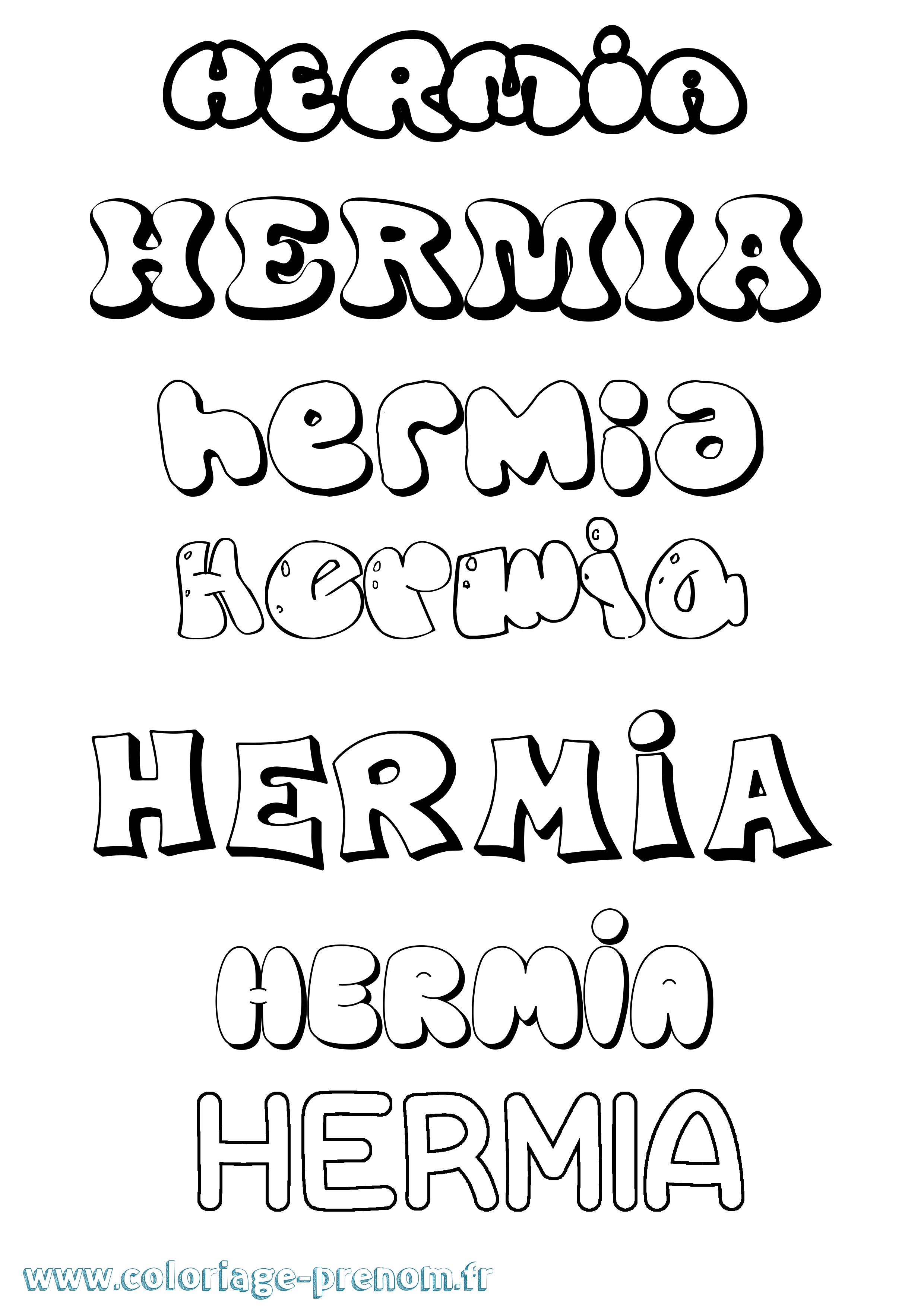 Coloriage Hermia Bubble Coloriage prénom Hermia Bubble