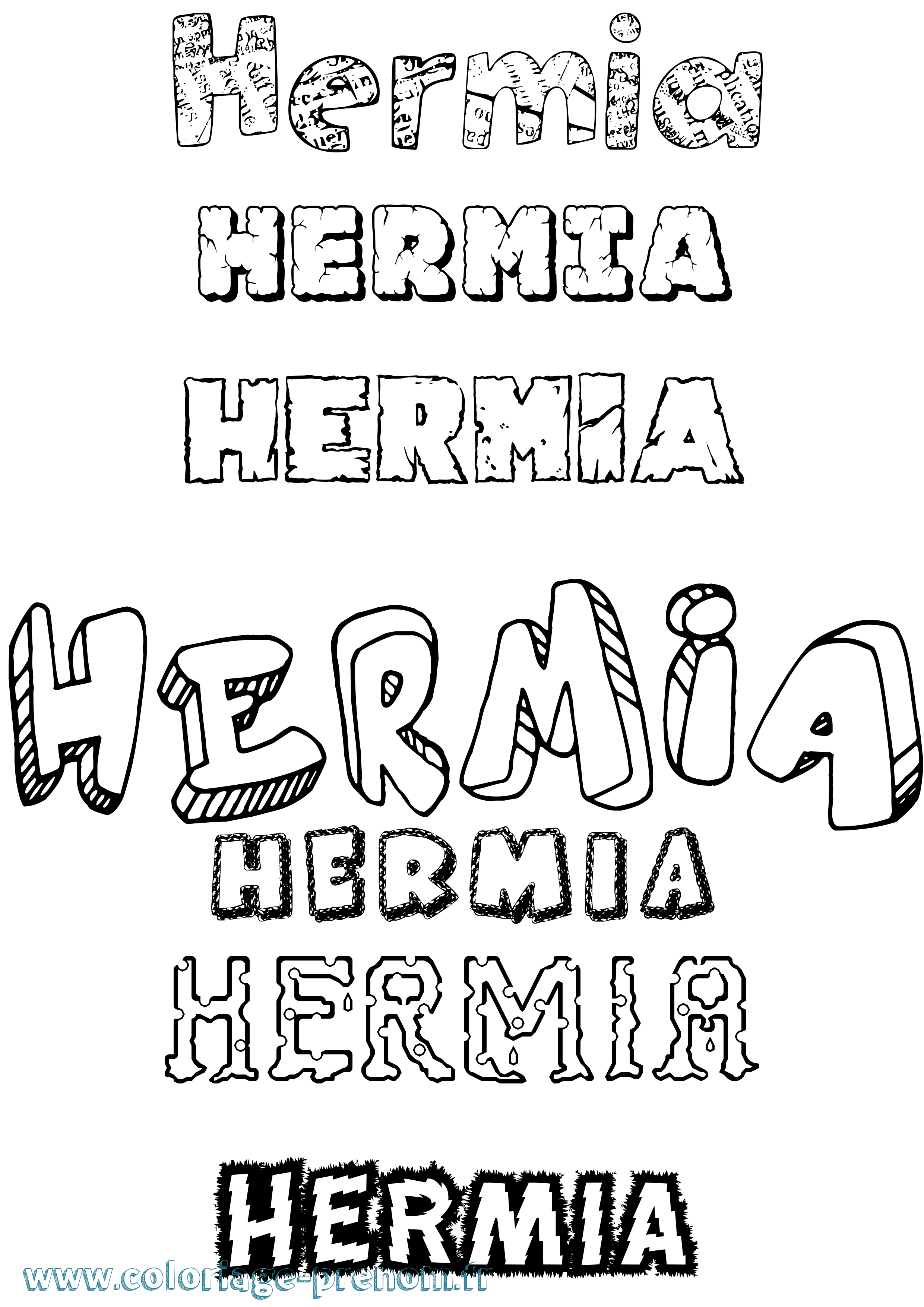 Coloriage Hermia Destructuré Coloriage prénom Hermia Destructuré