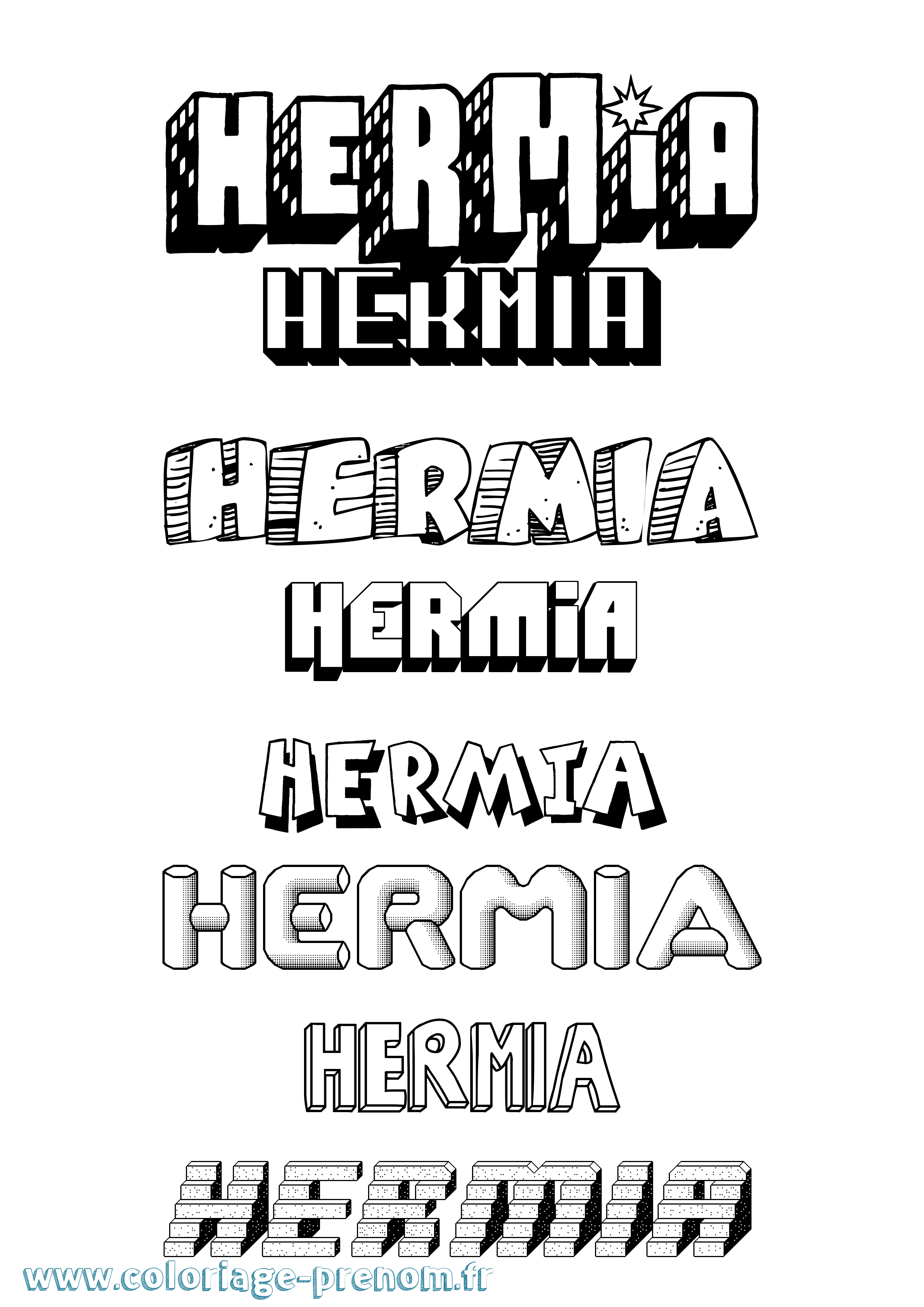 Coloriage Hermia Effet 3D Coloriage prénom Hermia Effet 3D
