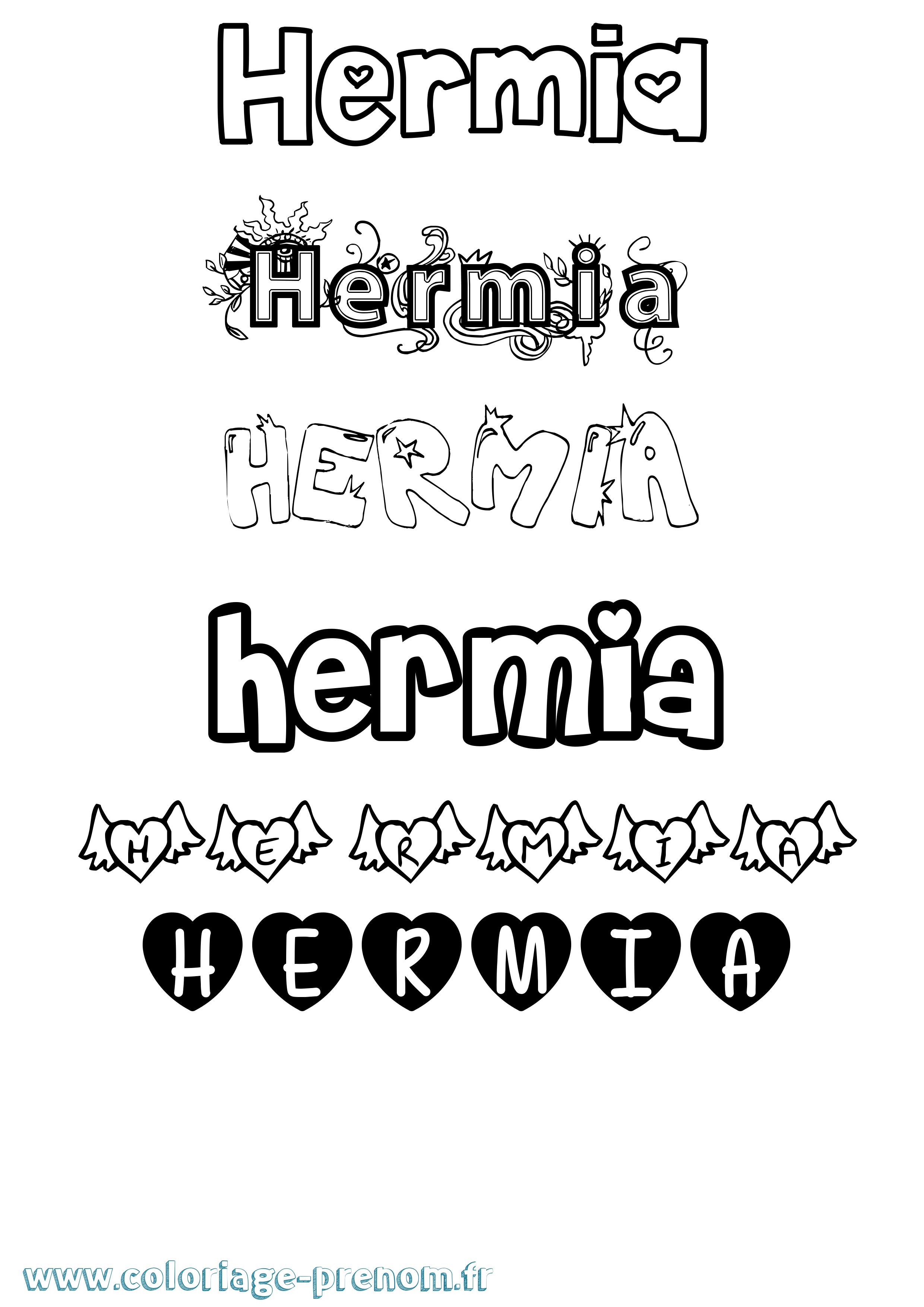 Coloriage Hermia Girly Coloriage prénom Hermia Girly