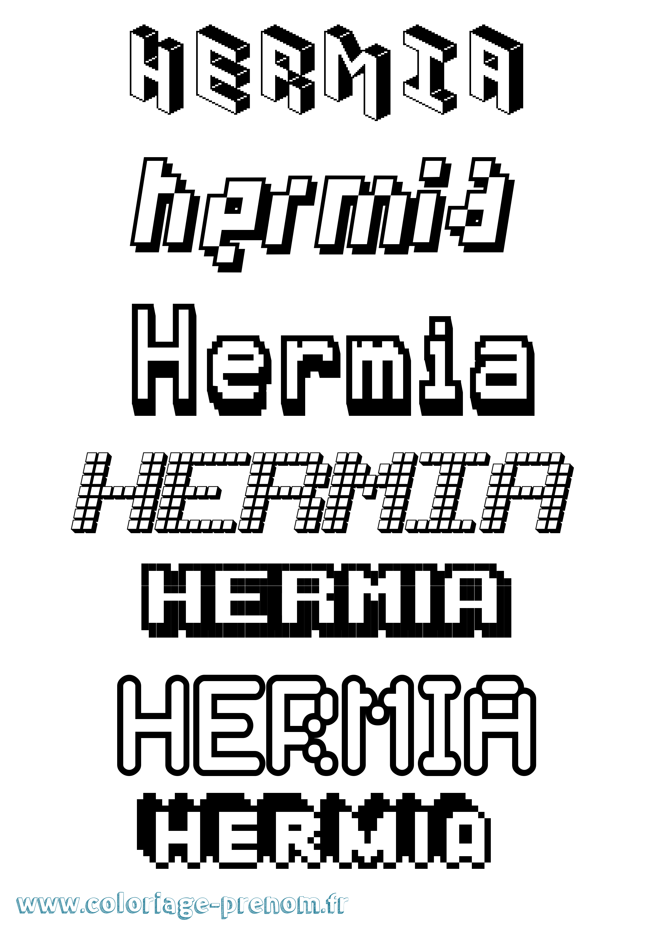 Coloriage Hermia Pixel Coloriage prénom Hermia Pixel